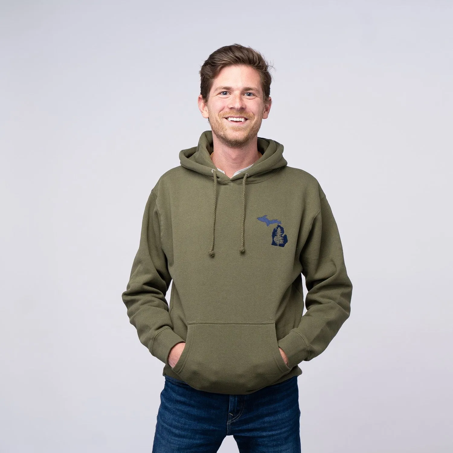 Michigan Embroidered Tree Hoodie