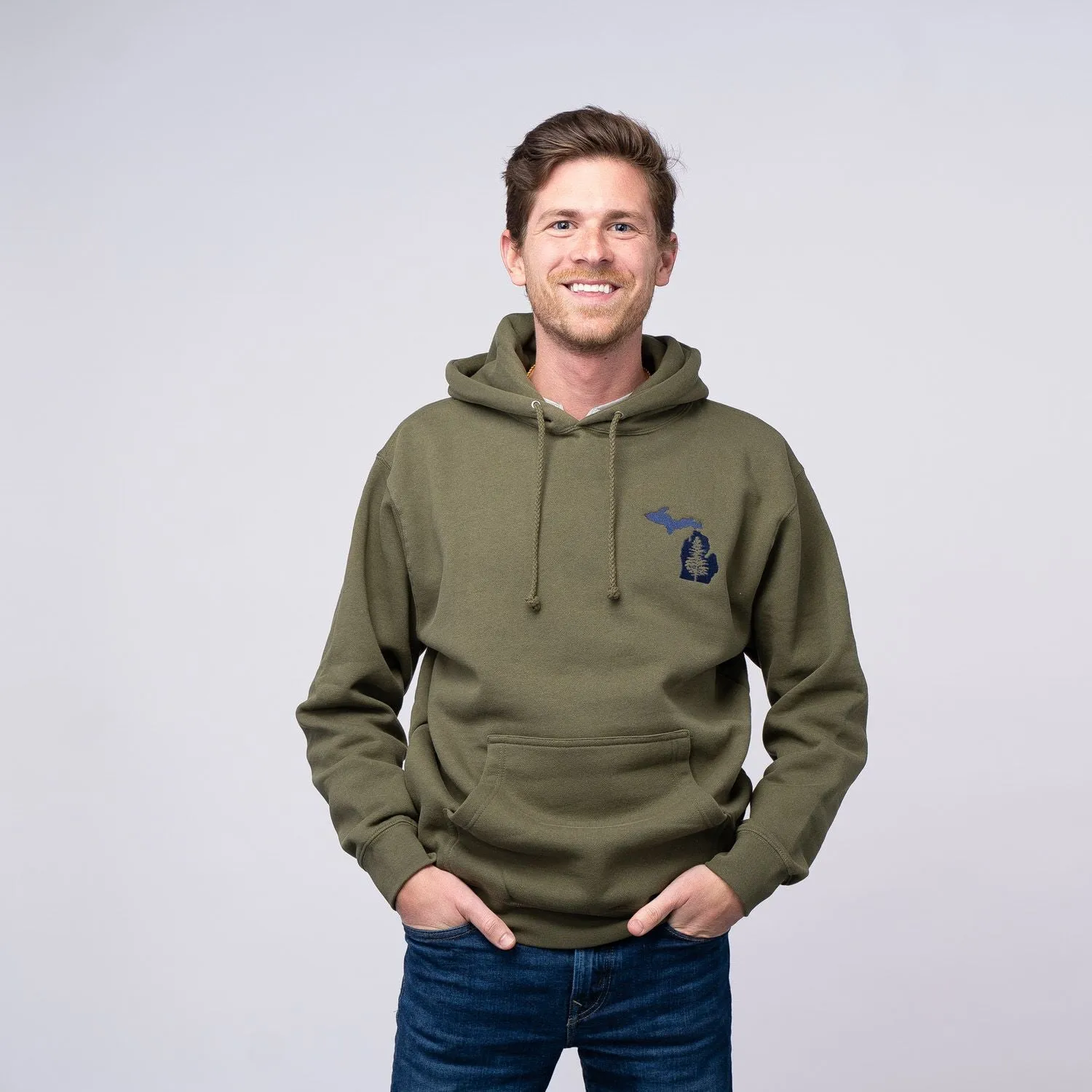 Michigan Embroidered Tree Hoodie