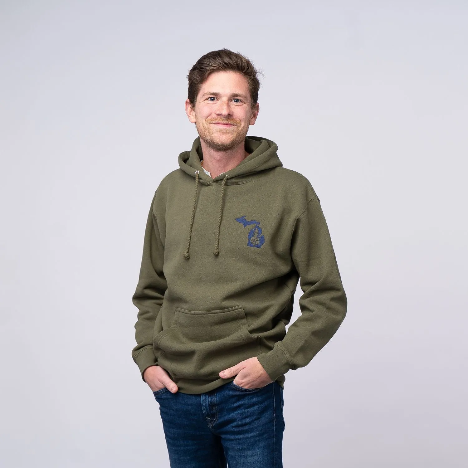 Michigan Embroidered Tree Hoodie