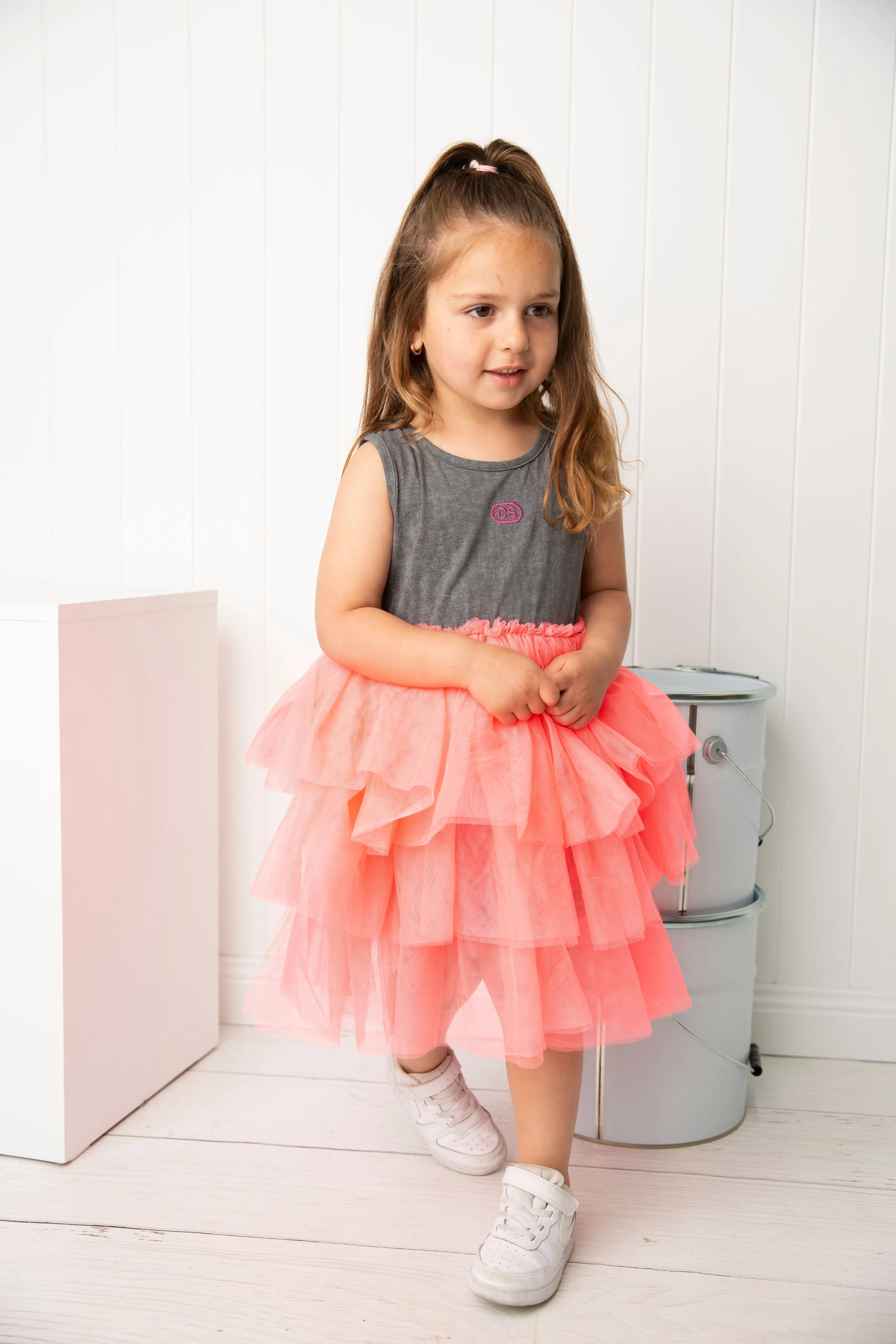 Mila CS Layered Tutu - Grey/Pink