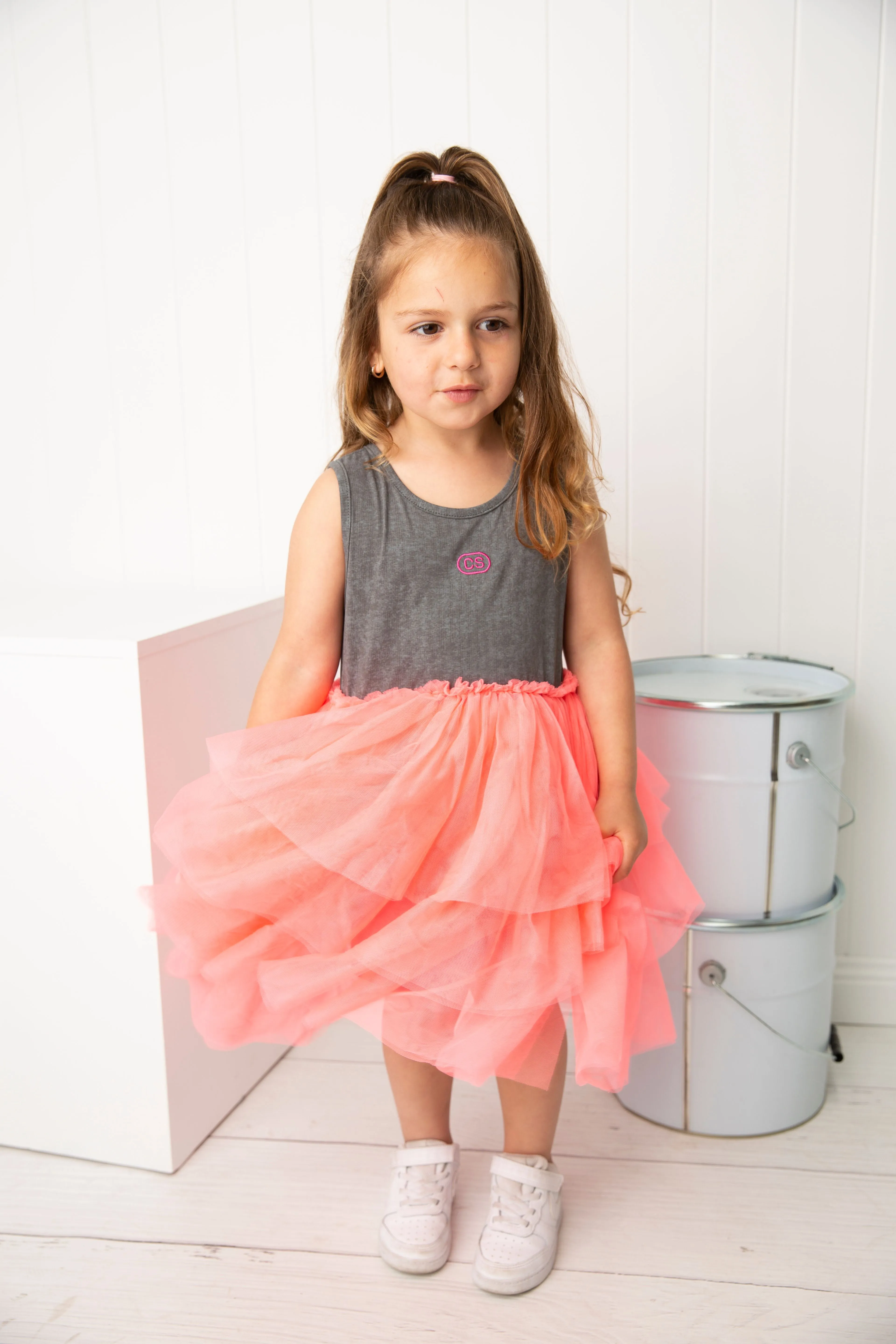 Mila CS Layered Tutu - Grey/Pink