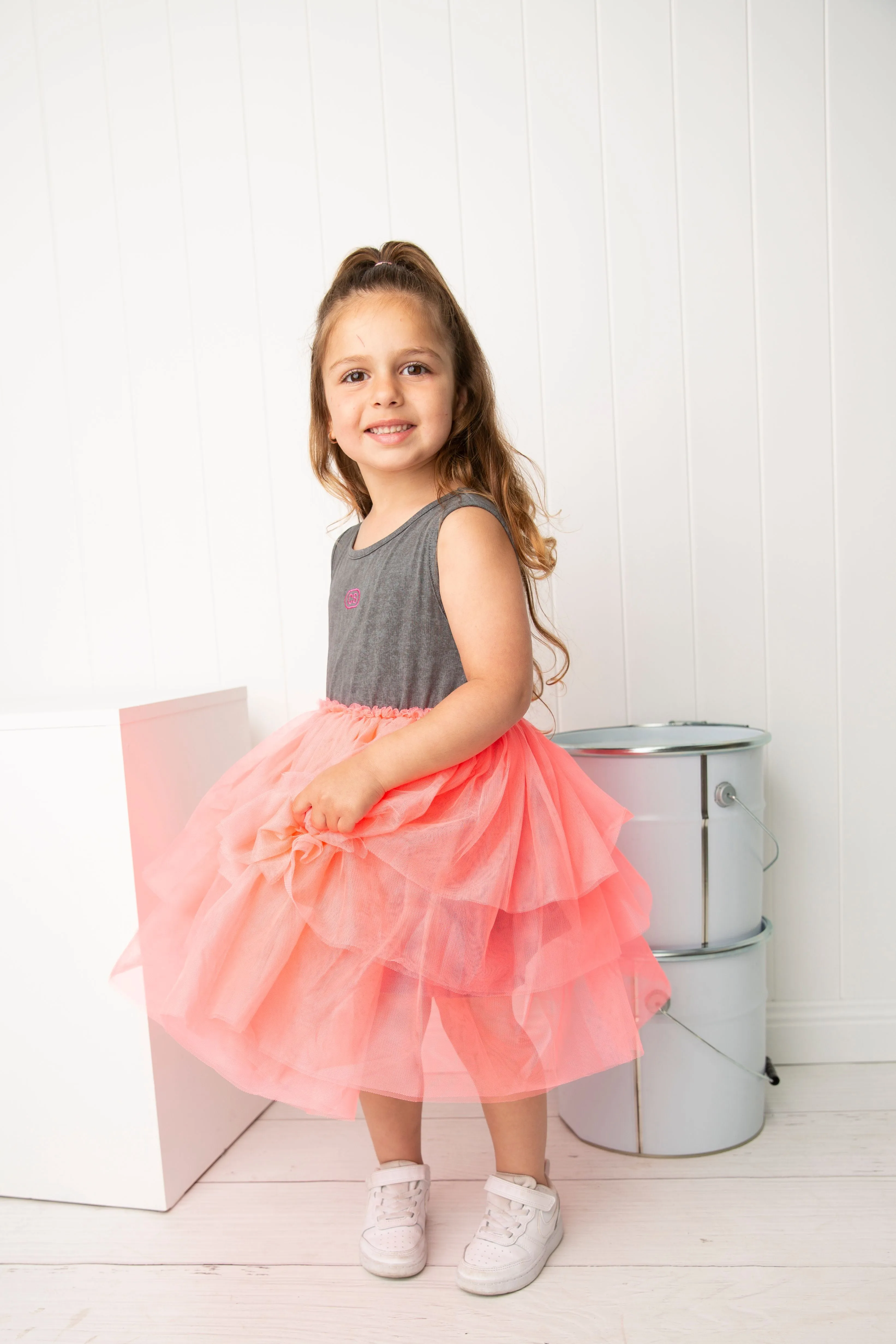 Mila CS Layered Tutu - Grey/Pink