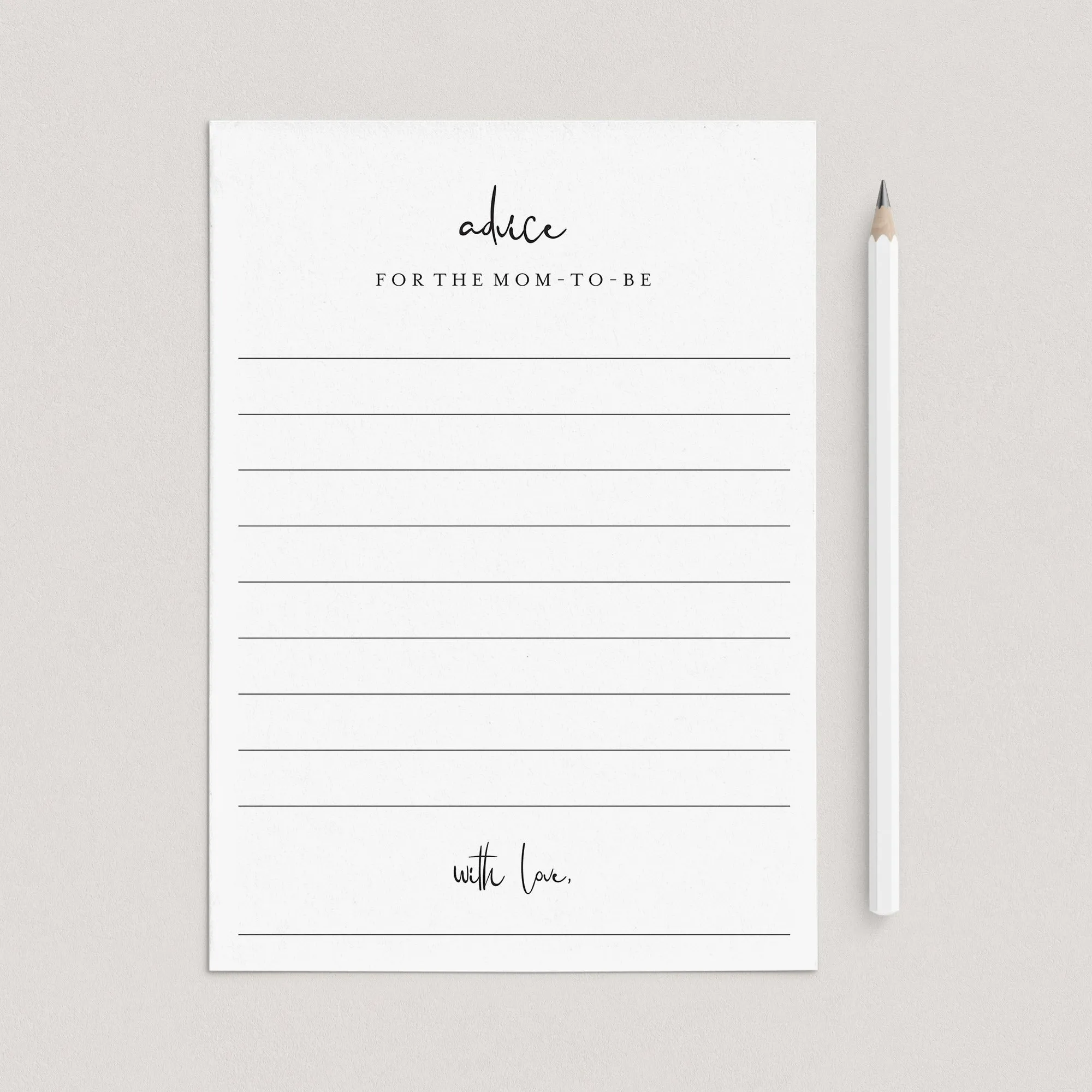 Minimalist Advice Cards for Baby Shower Printable