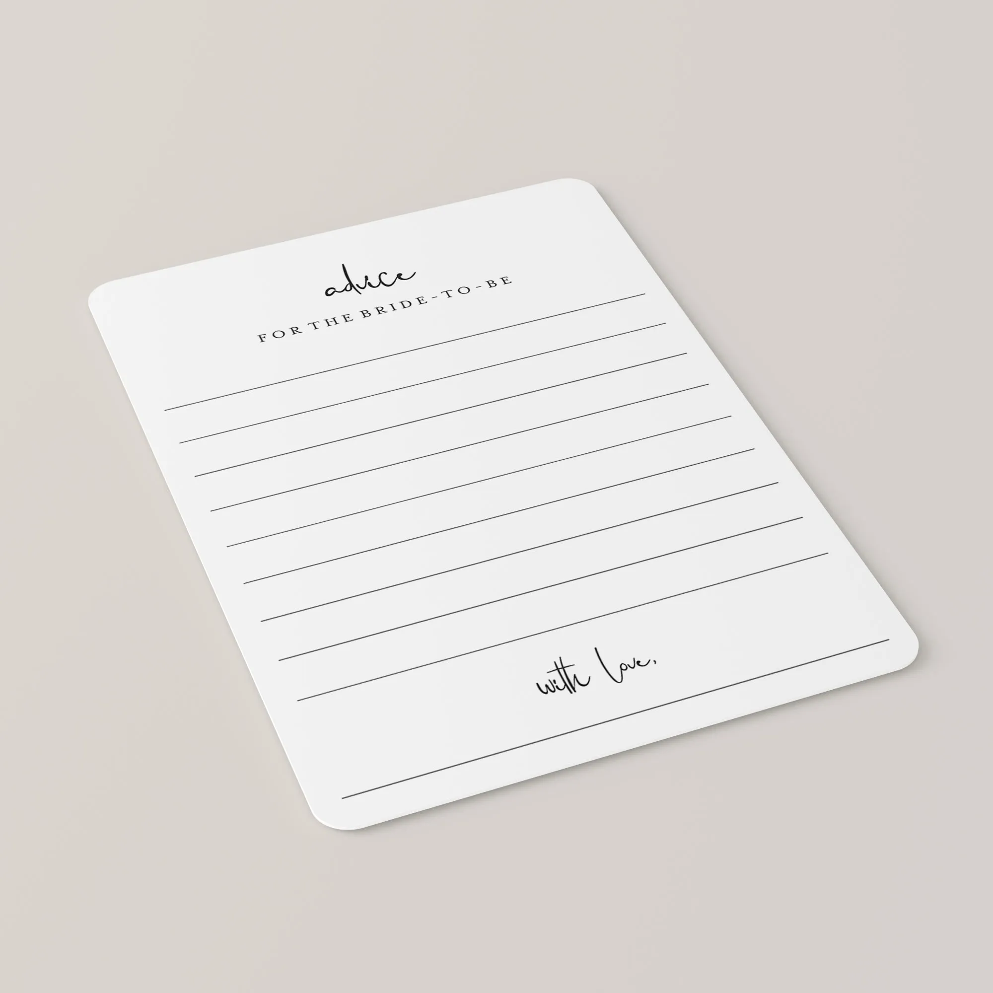 Minimalist Advice For The Bride Cards Printable