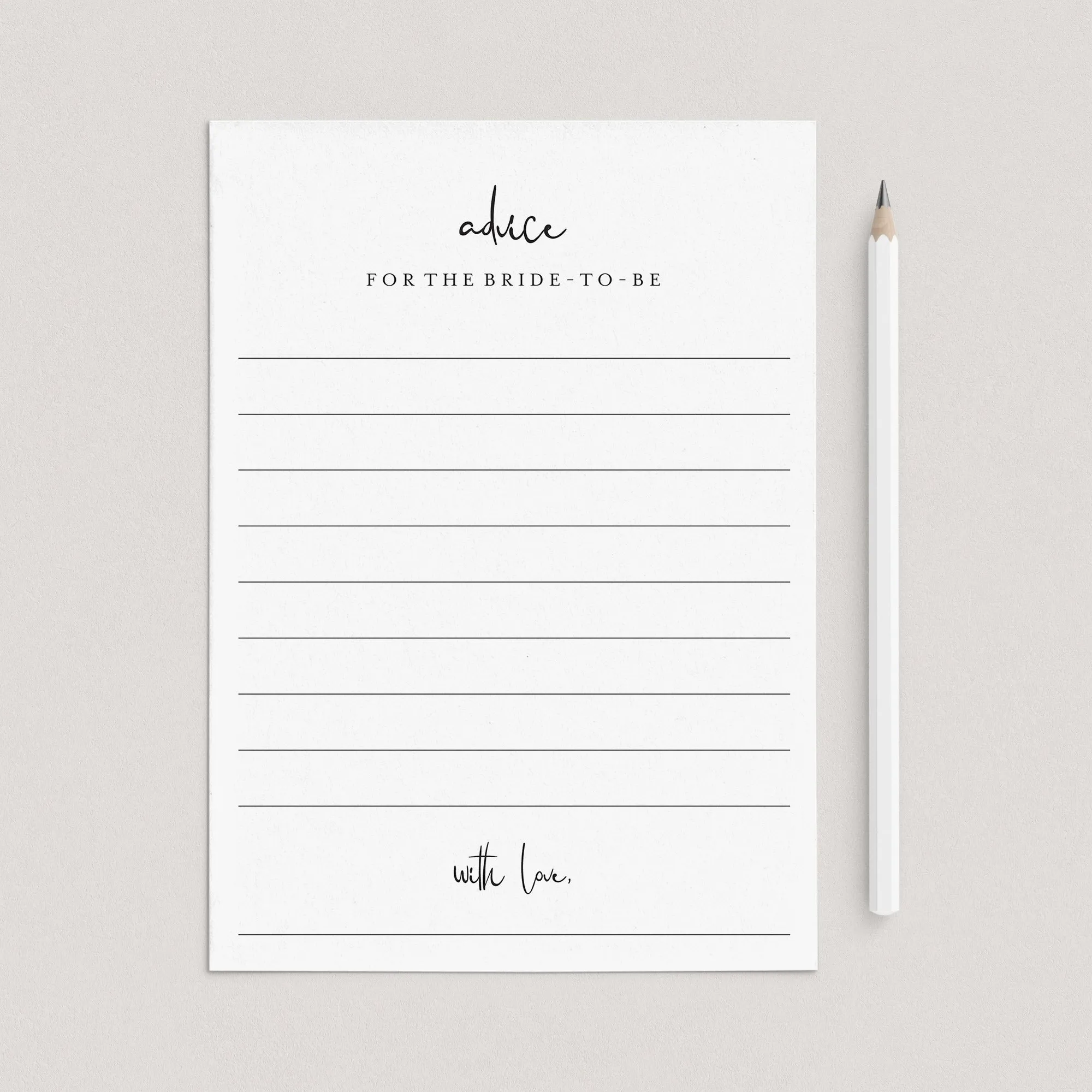 Minimalist Advice For The Bride Cards Printable
