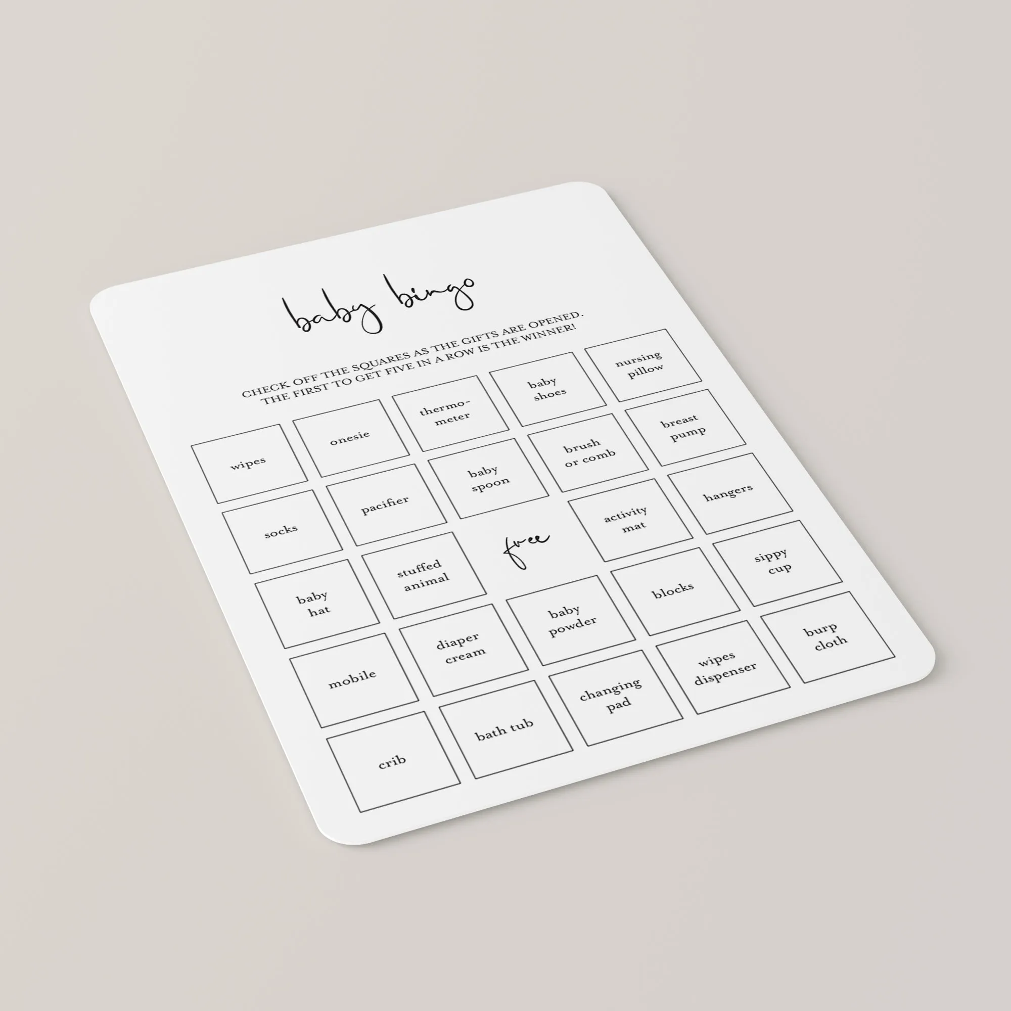 Minimalist Baby Bingo Pre Filled And Blank Cards Printable