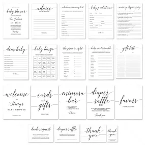 Minimalist Baby Shower Complete Bundle 19 Printables