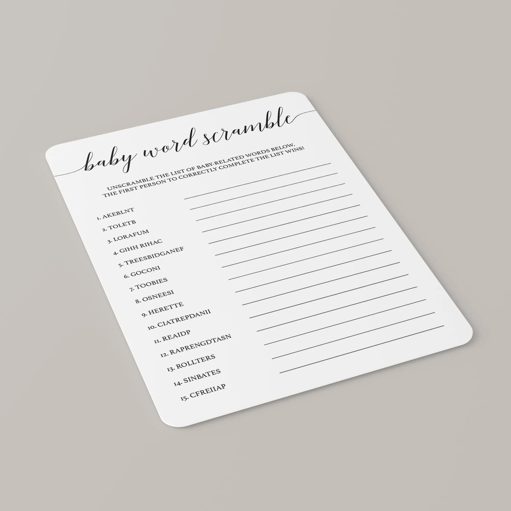 Minimalist Baby Shower Complete Bundle 19 Printables