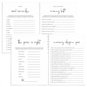 Minimalist Baby Shower Games Pack Download