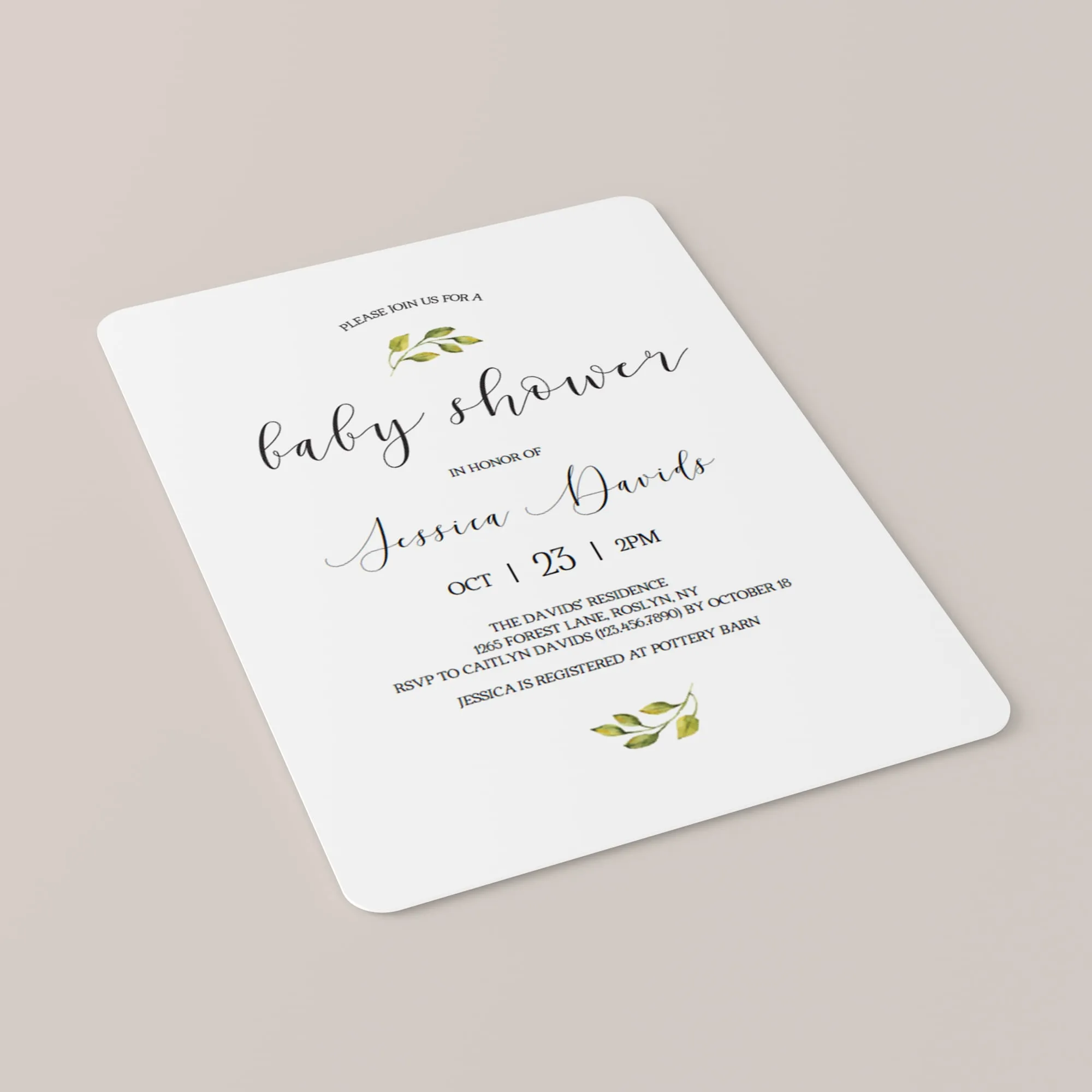 Minimalist Baby Shower Invitation Template