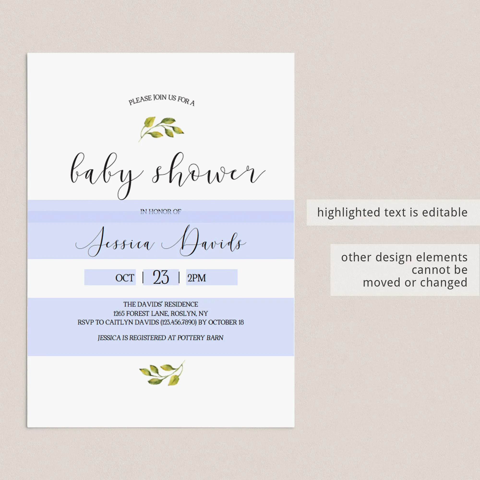 Minimalist Baby Shower Invitation Template