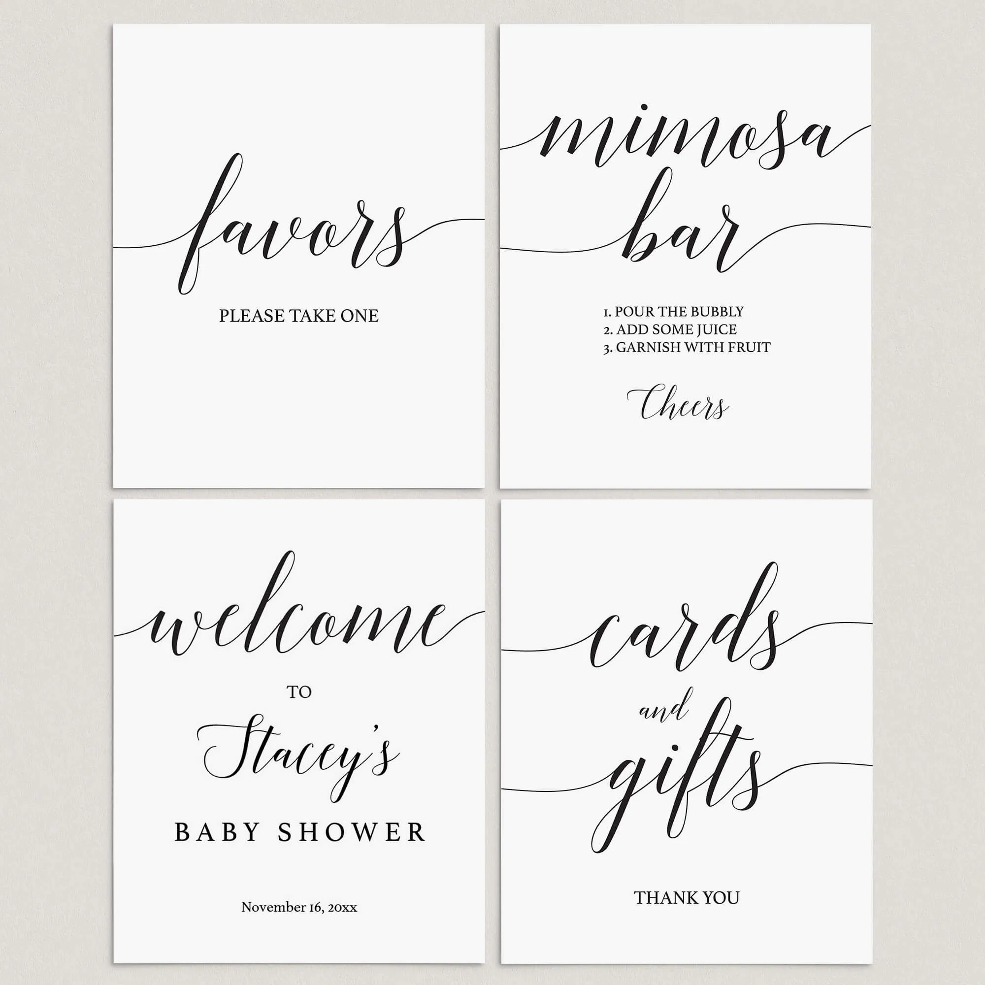 Minimalist Baby Shower Signs Printable