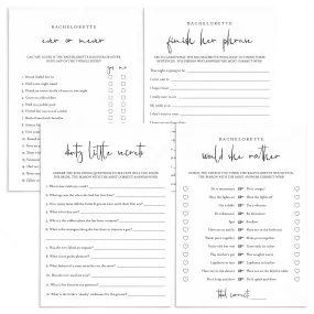 Minimalist Bachelorette Party Games Bundle Printable