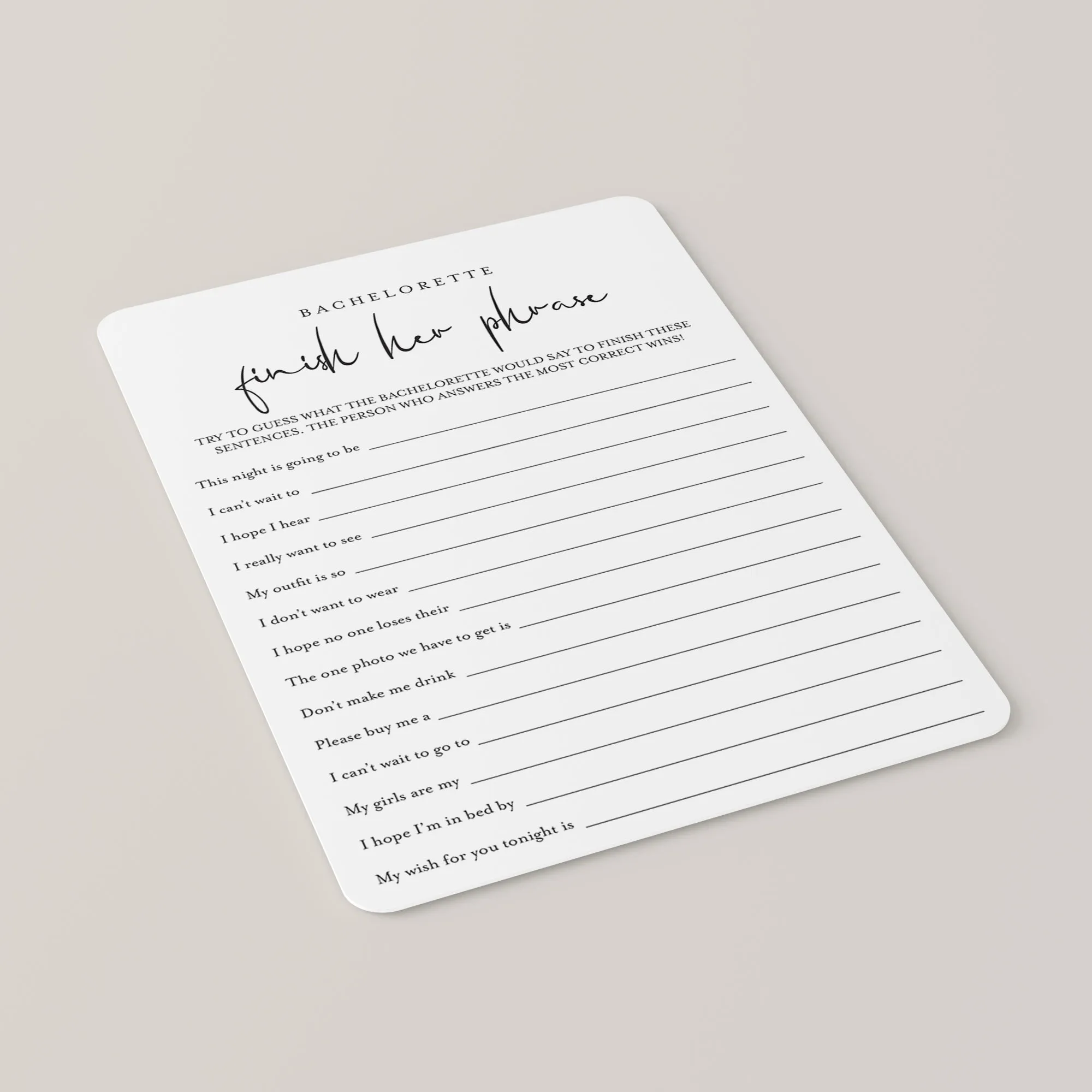 Minimalist Bachelorette Party Games Bundle Printable