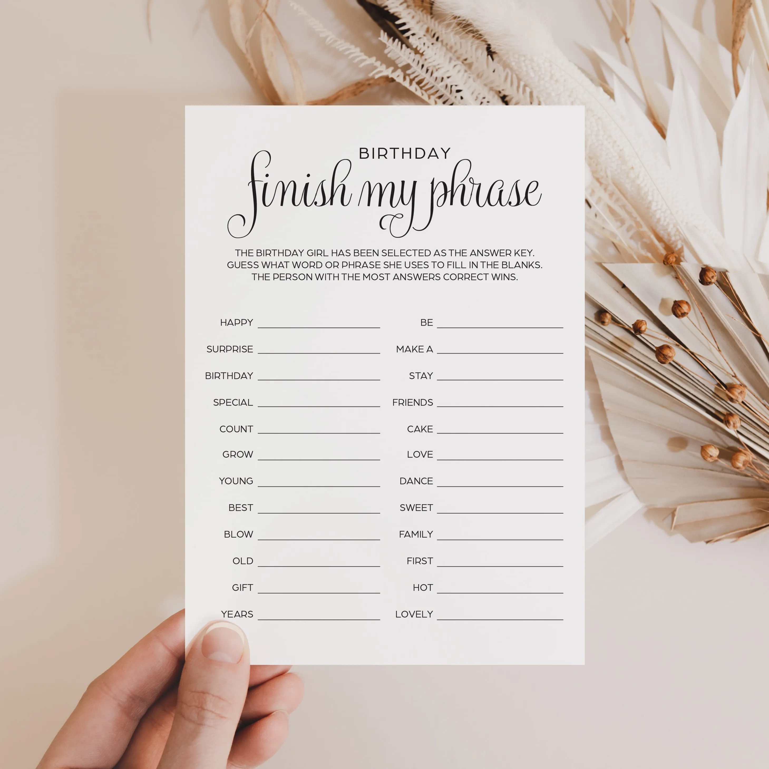 Minimalist Birthday Party Games Bundle Instant Download