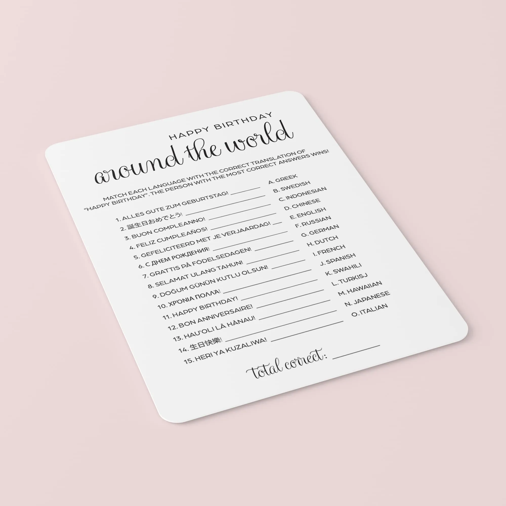 Minimalist Birthday Party Games Bundle Instant Download