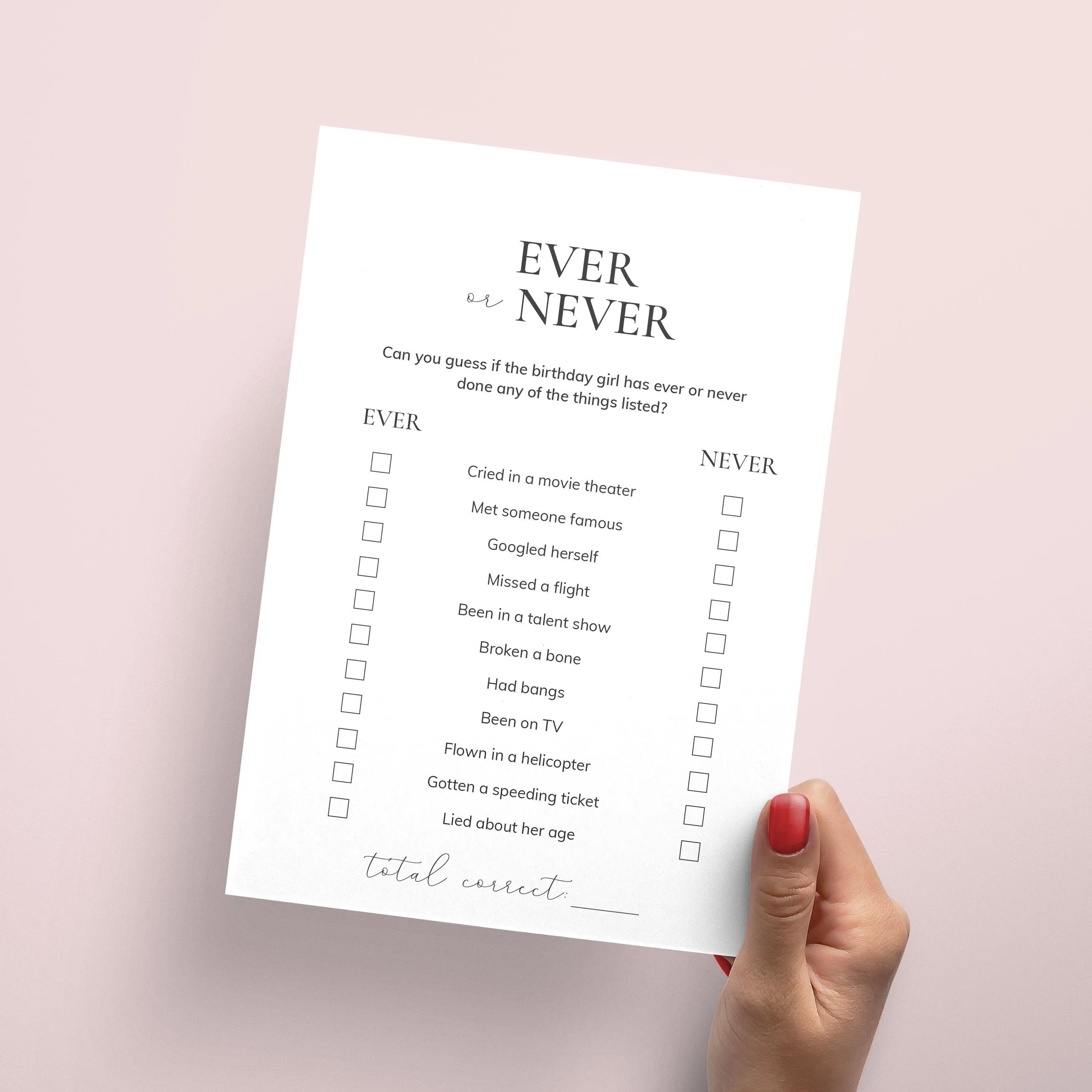 Minimalist Birthday Party Games for Her Printable