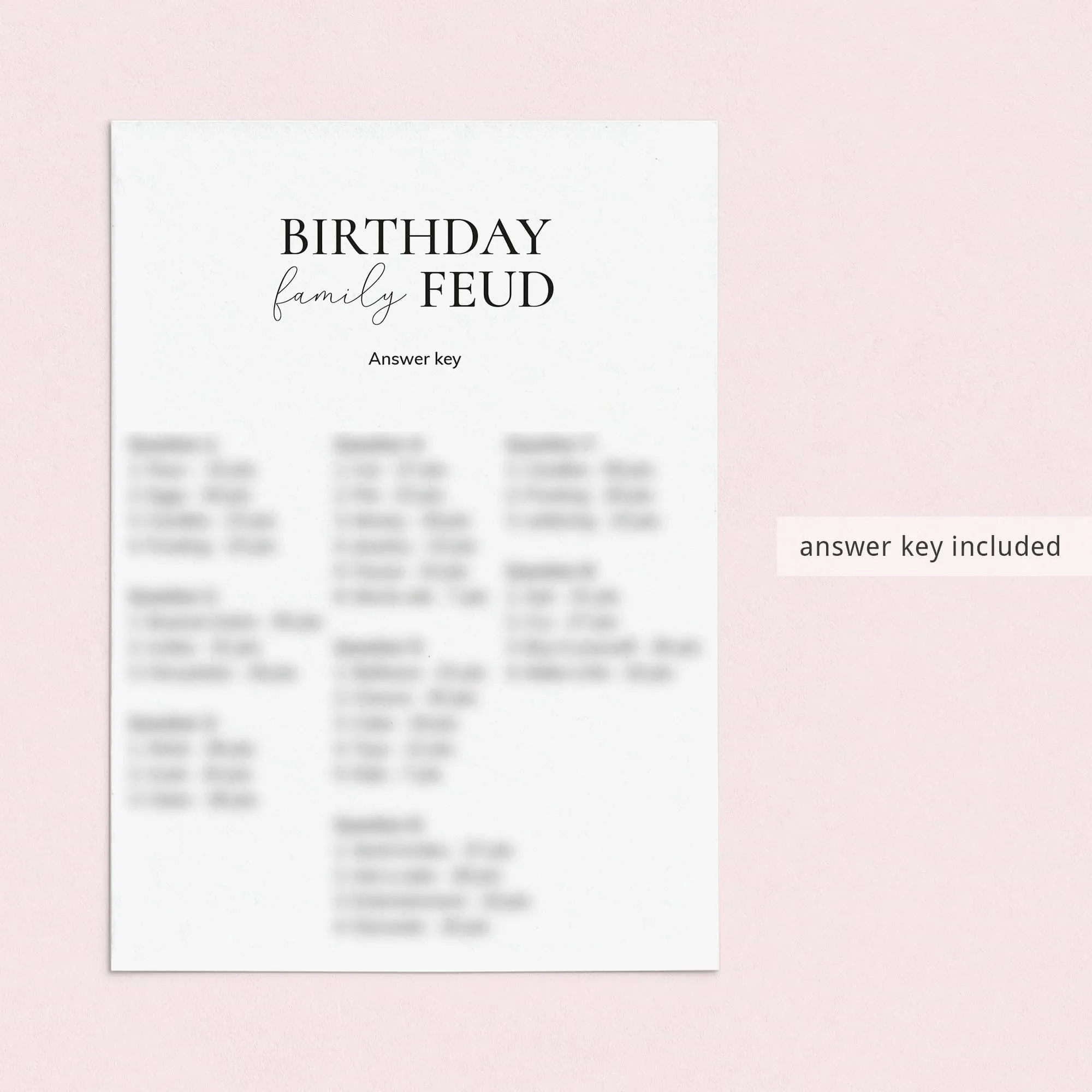 Minimalist Birthday Party Games for Her Printable