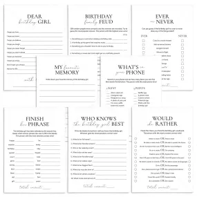 Minimalist Birthday Party Games for Her Printable