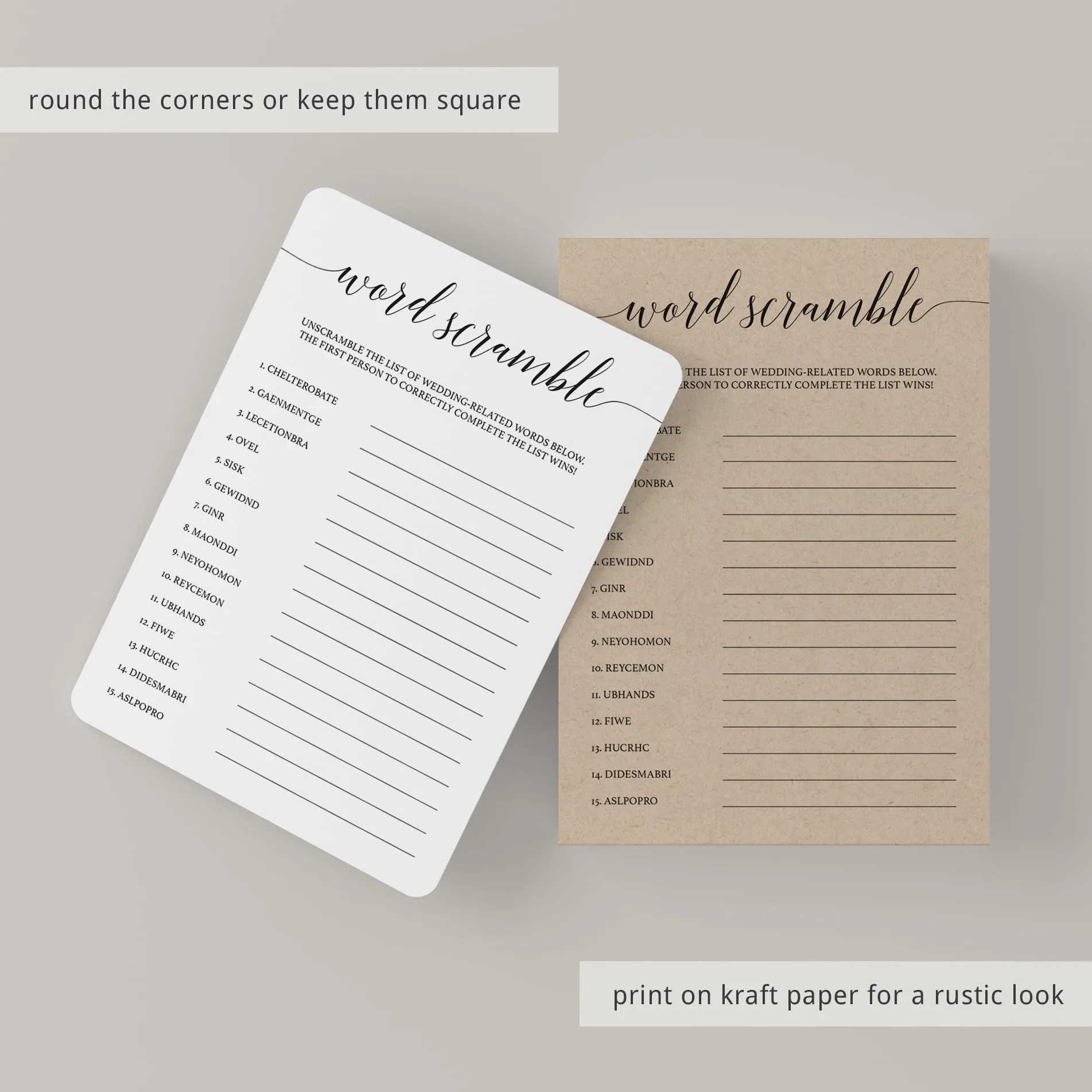 Minimalist Bridal Shower Bundle Black & White Calligraphy