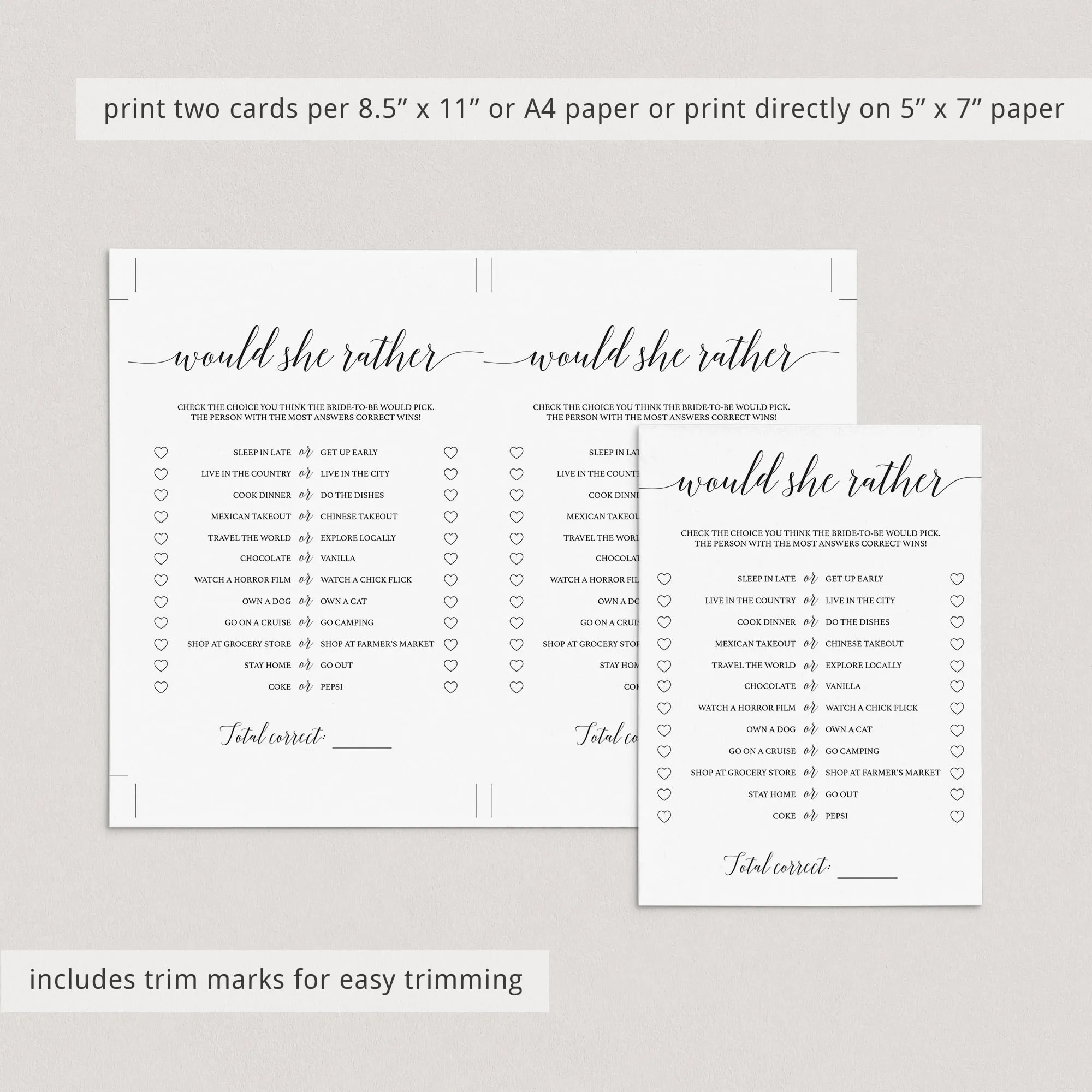 Minimalist Bridal Shower Bundle Black & White Calligraphy