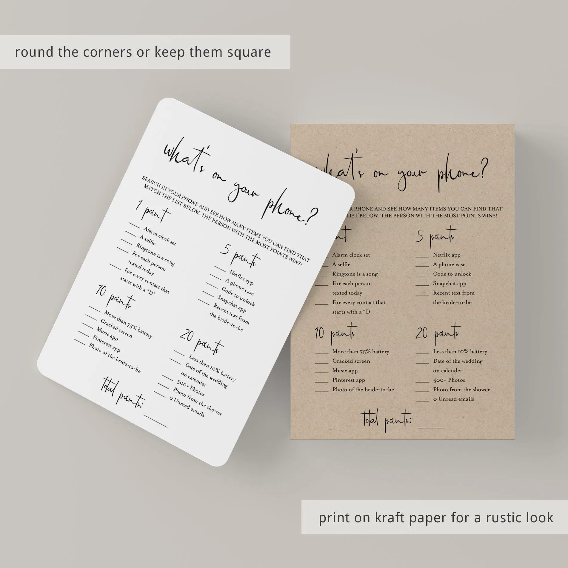 Minimalist Bridal Shower Games Bundle Printable