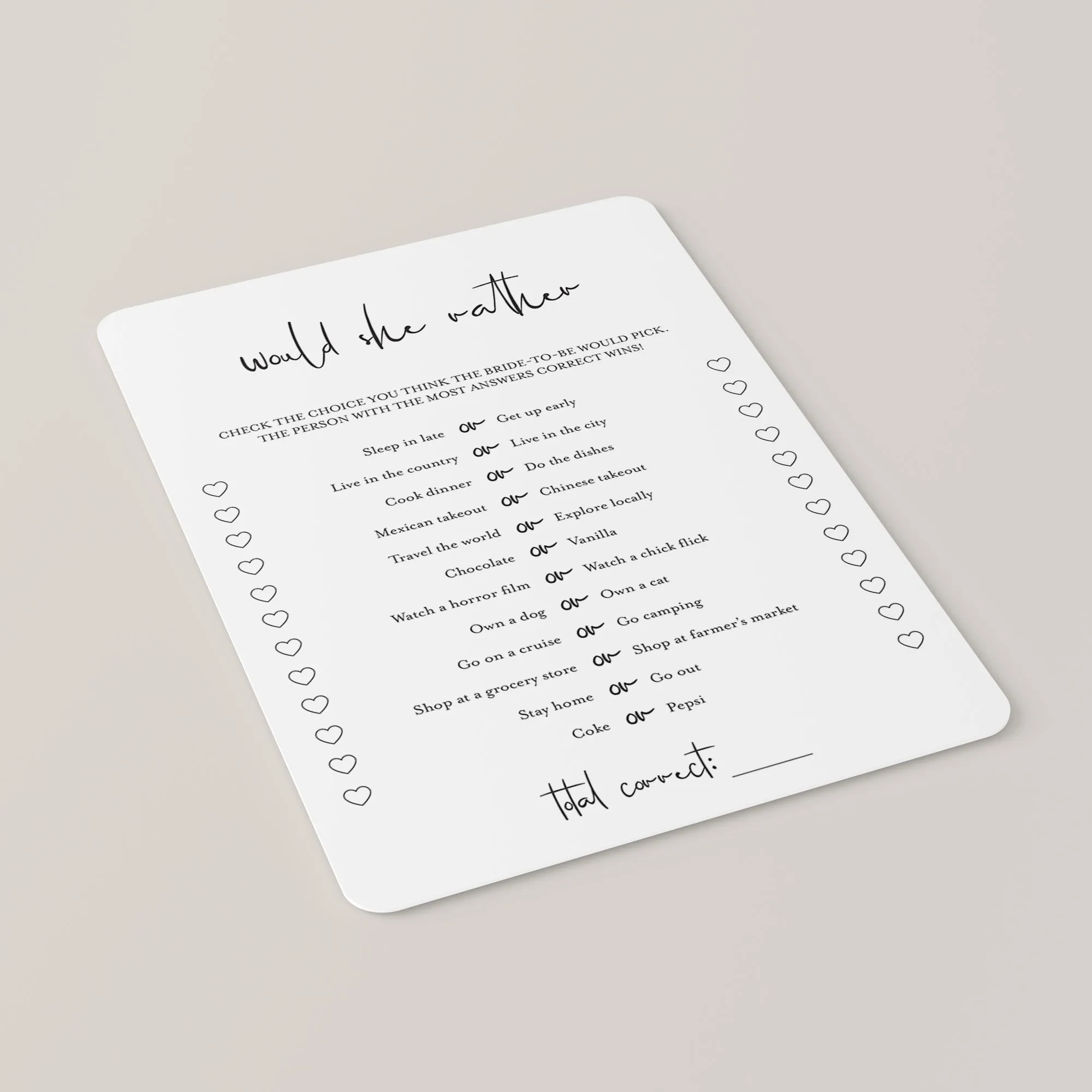 Minimalist Bridal Shower Games Bundle Printable