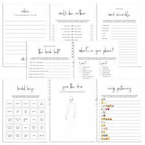 Minimalist Bridal Shower Games Bundle Printable