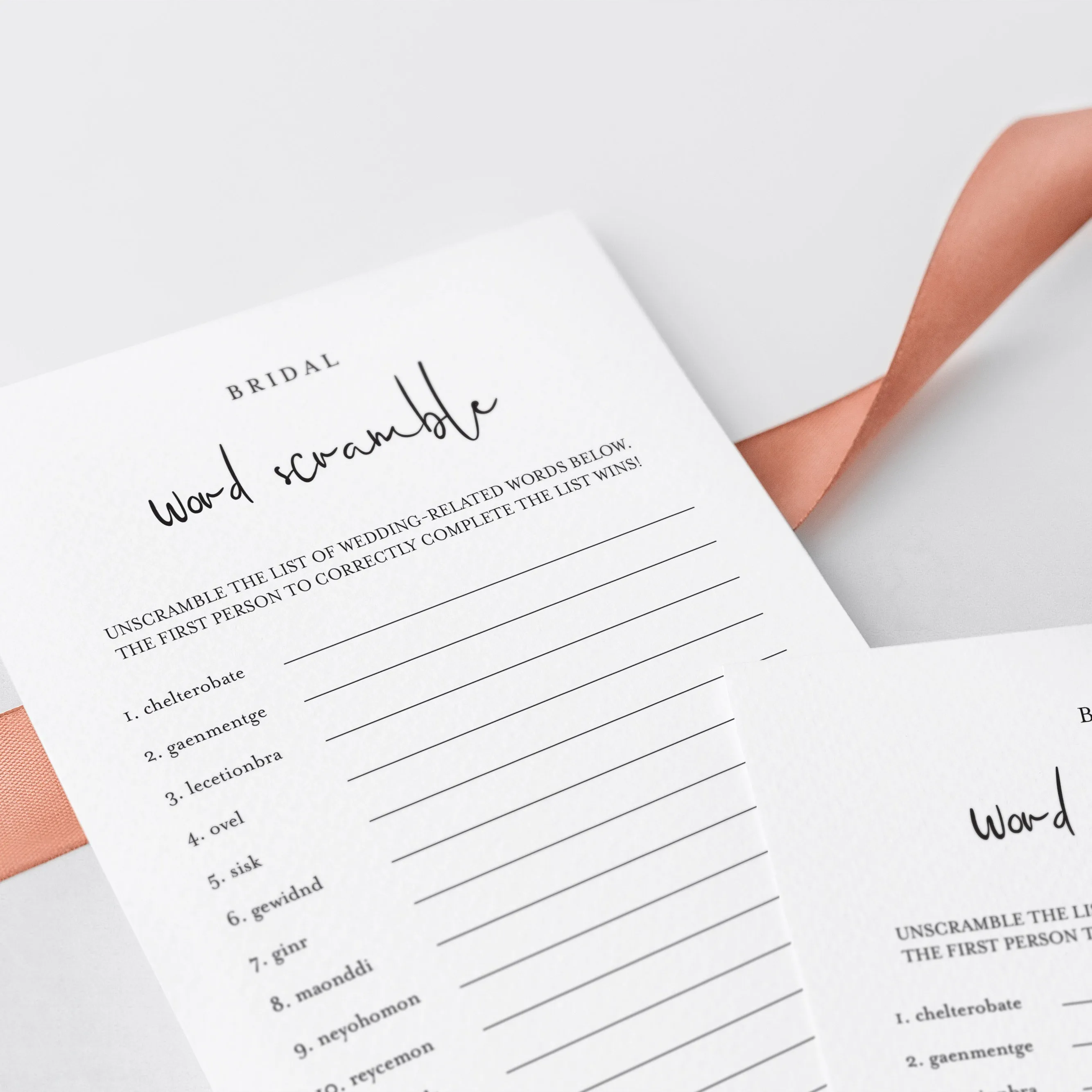 Minimalist Bridal Word Scramble Game With Answers Printable
