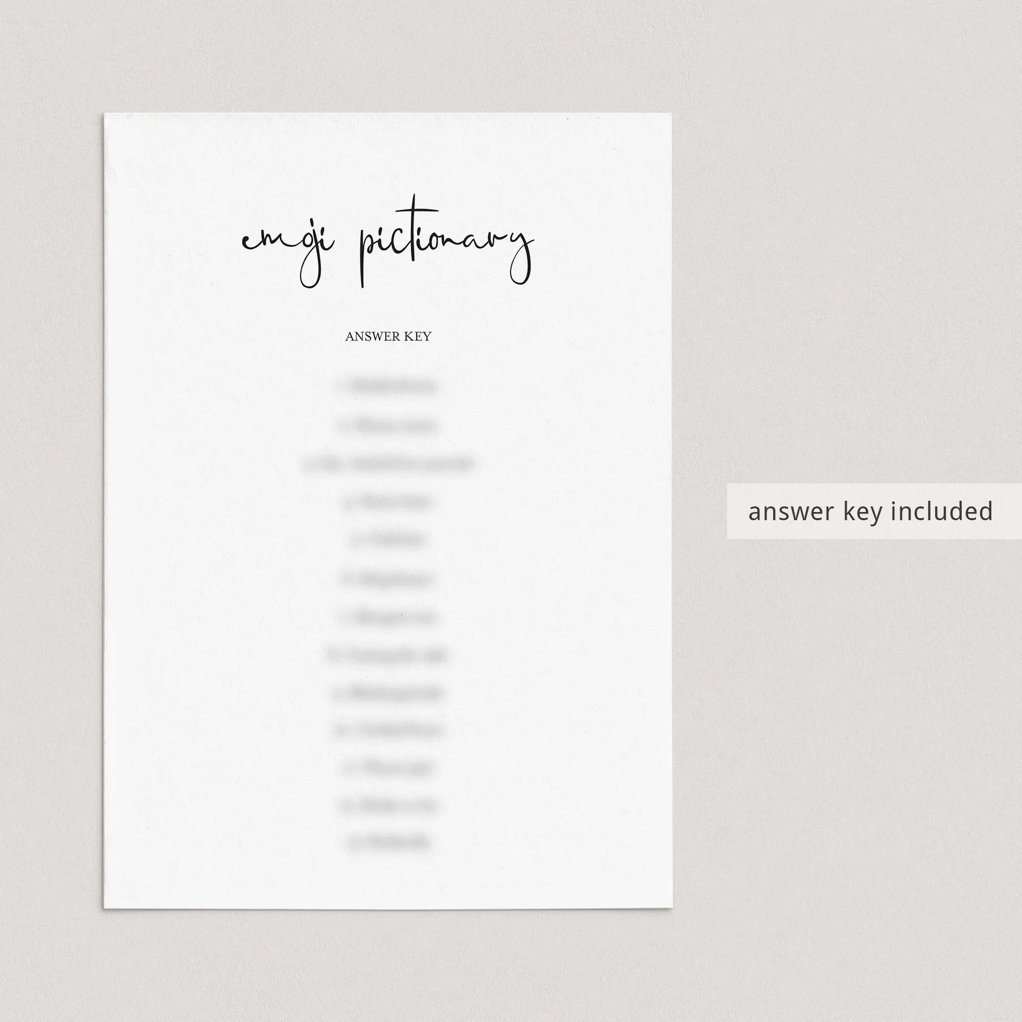 Minimalist Emojis Game for Wedding Shower Printable