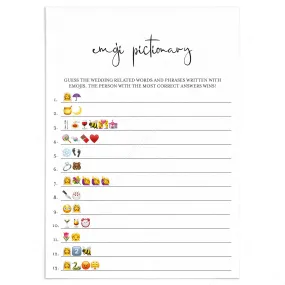 Minimalist Emojis Game for Wedding Shower Printable