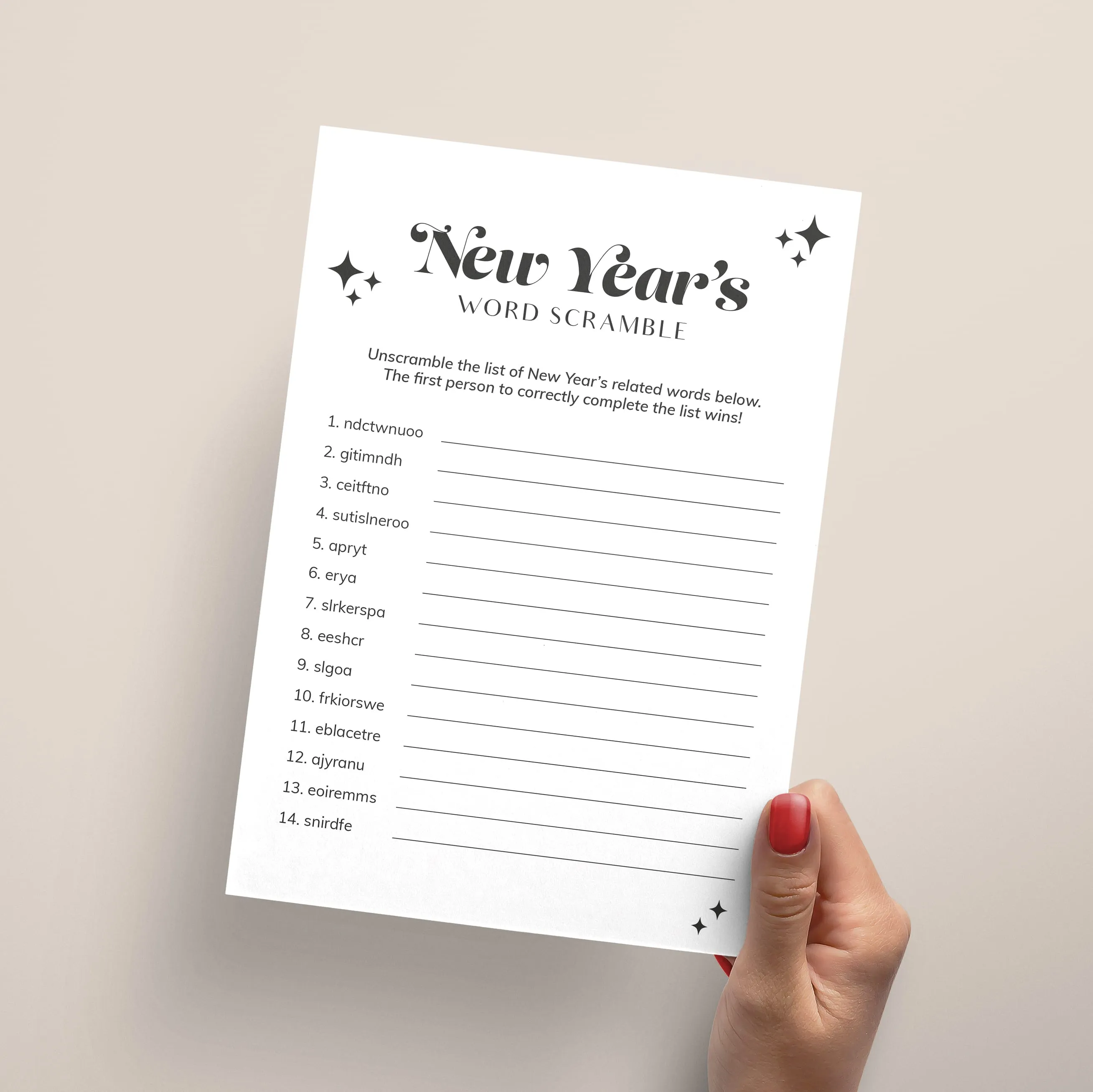 Minimalist Groovy New Year's Party Games Bundle Printable