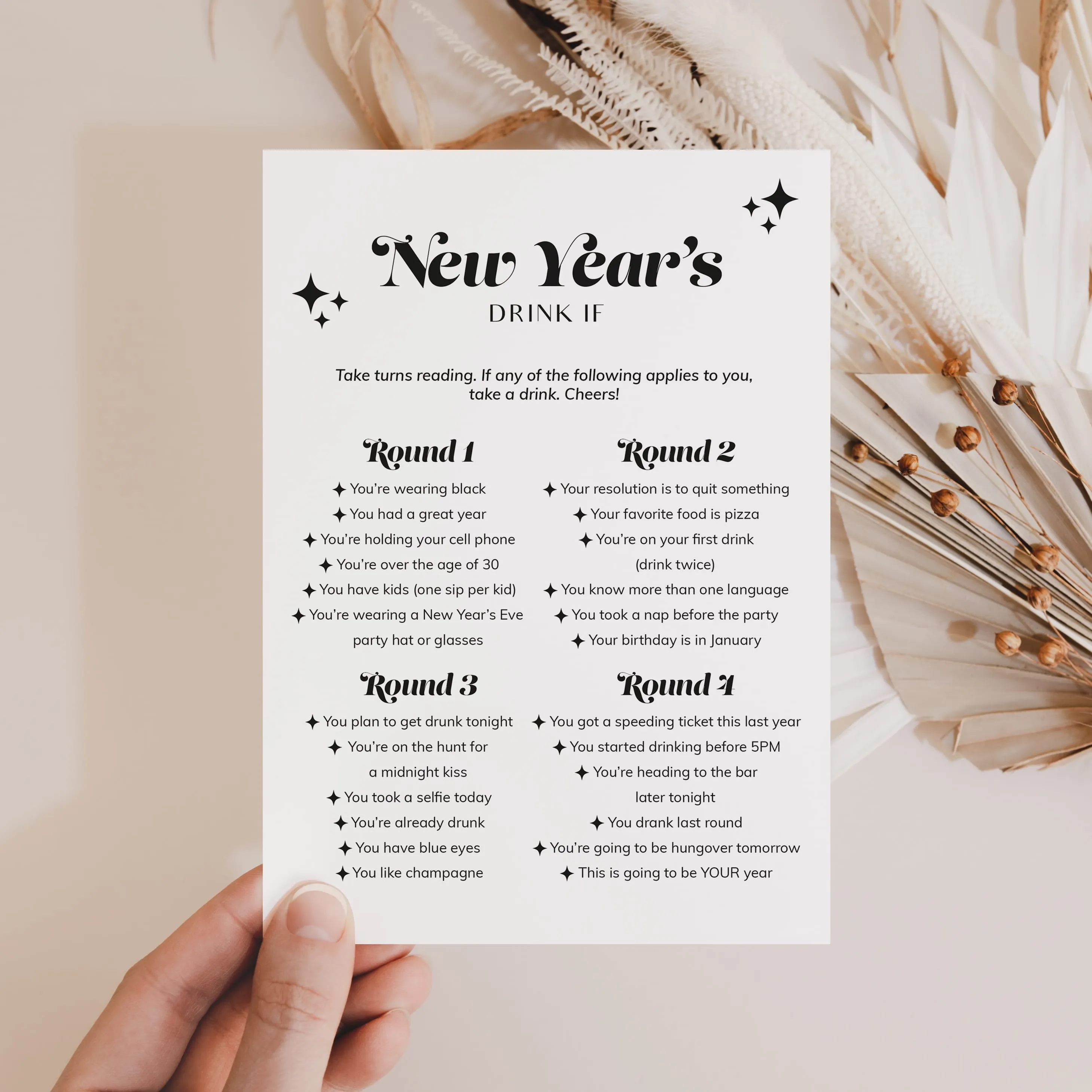 Minimalist Groovy New Year's Party Games Bundle Printable