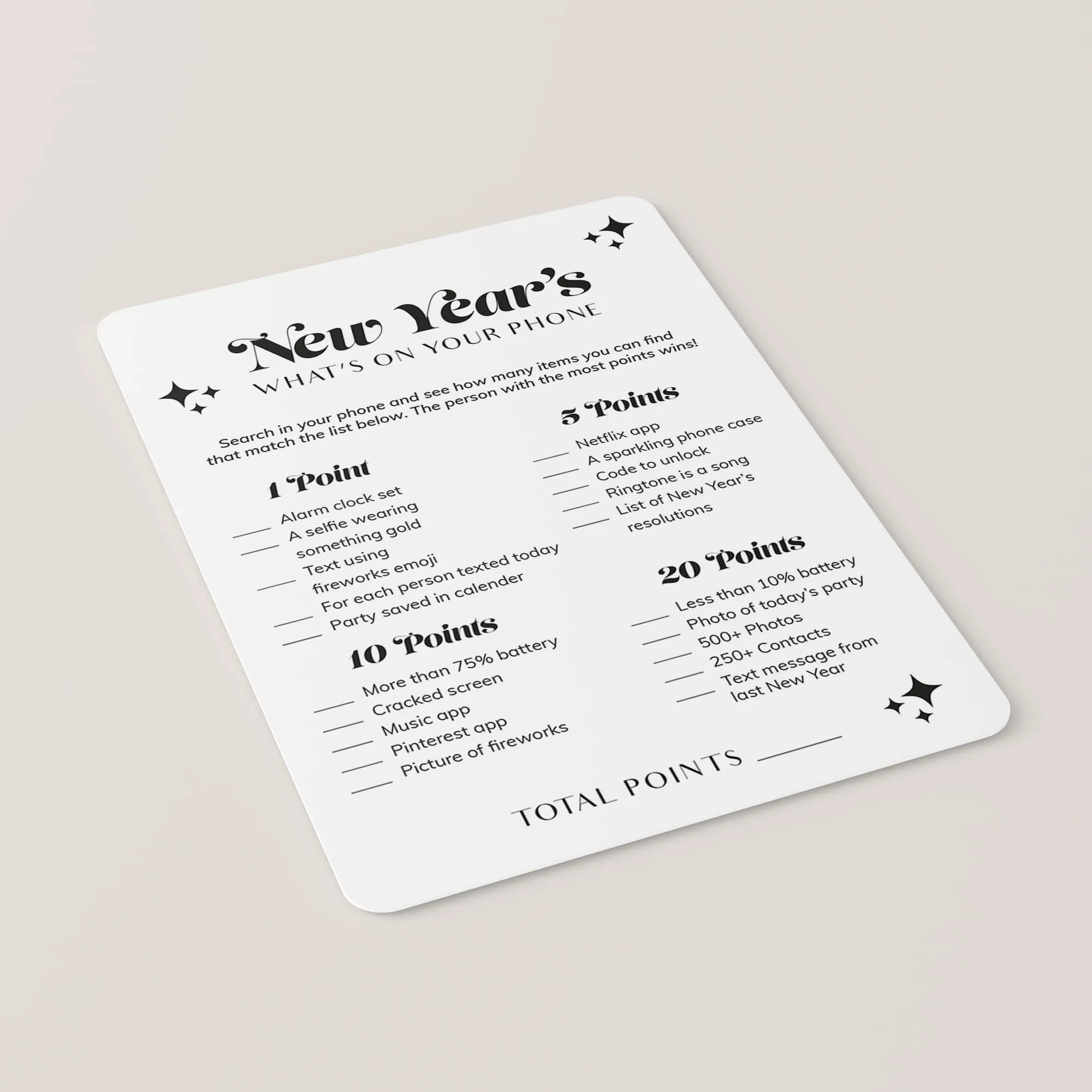 Minimalist Groovy New Year's Party Games Bundle Printable