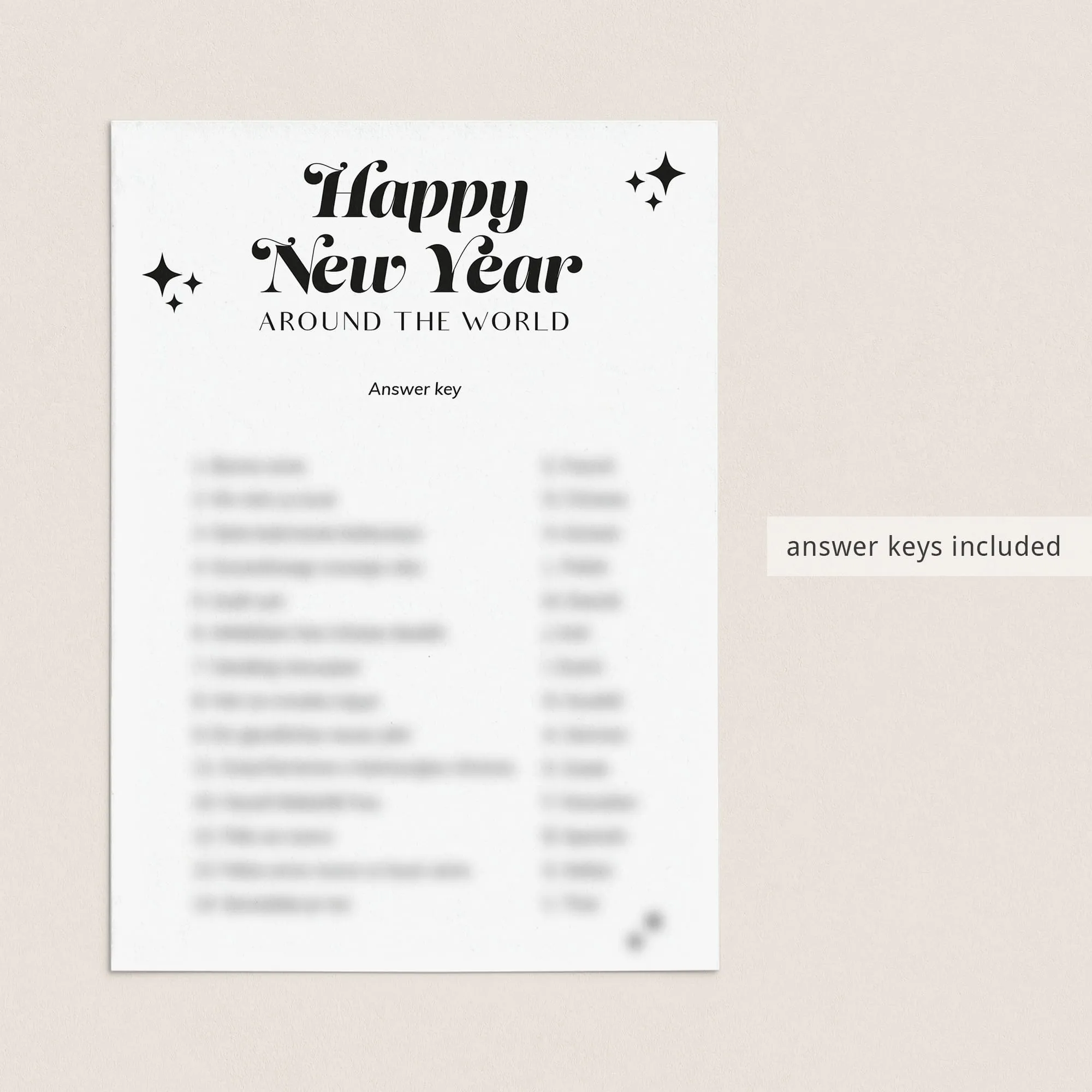 Minimalist Groovy New Year's Party Games Bundle Printable