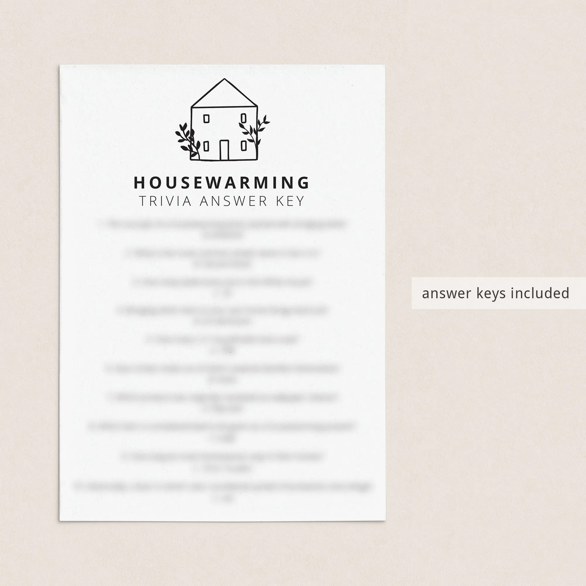 Minimalist Housewarming Party Game Pack Printable