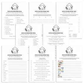 Minimalist Housewarming Party Game Pack Printable