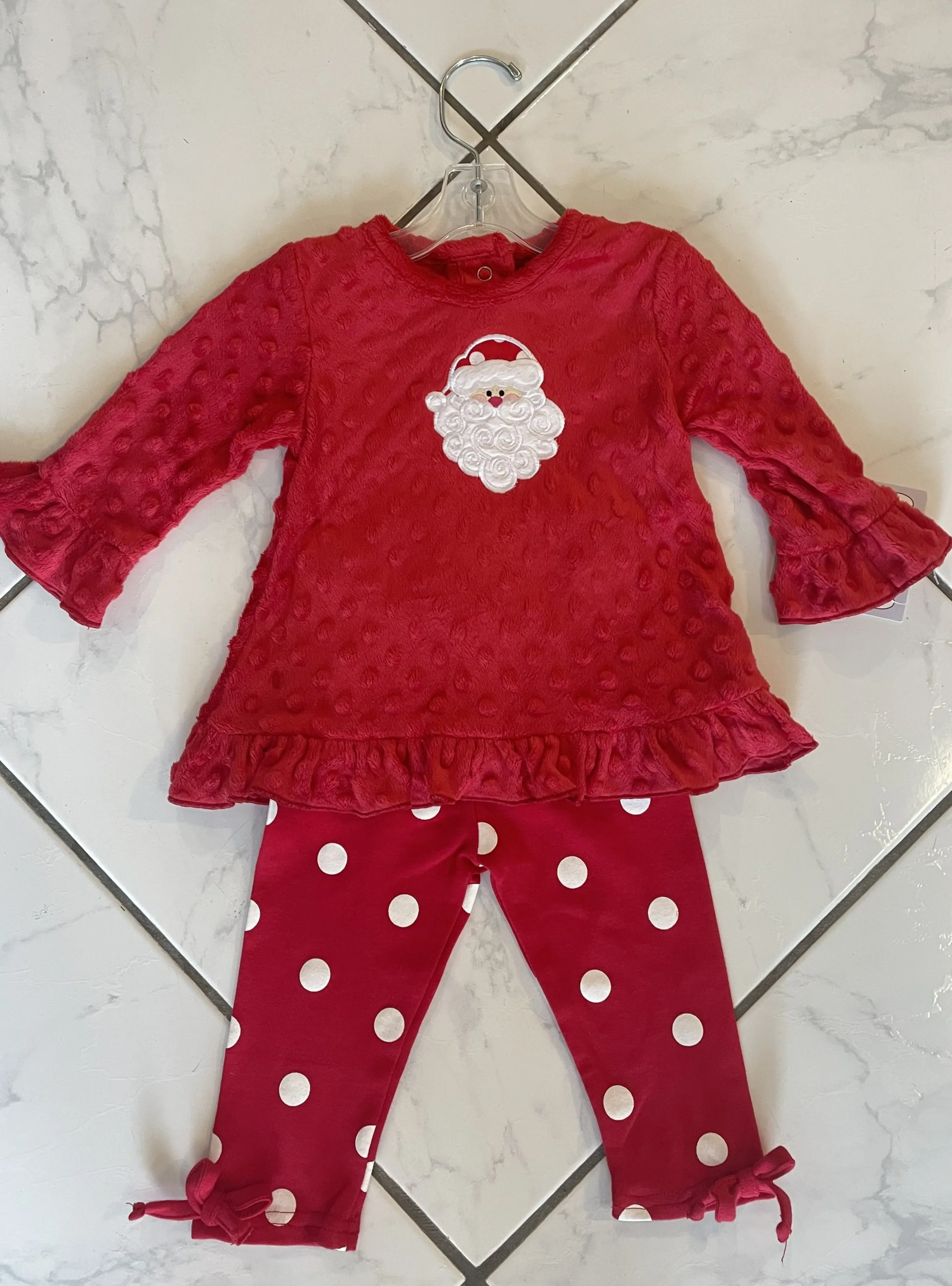 Minky Santa Tunic and Dotted Leggings | Three Sisters
