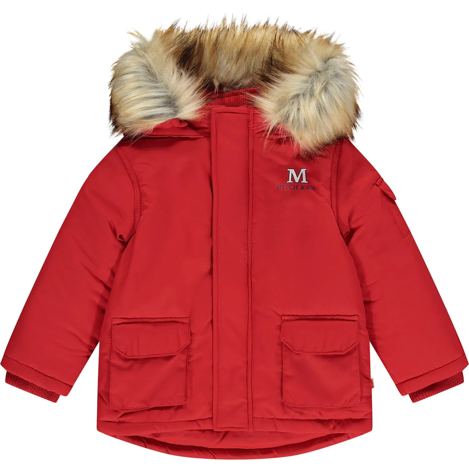 MITCH & SON - Findlay Faux fur Trim Jacket - Red