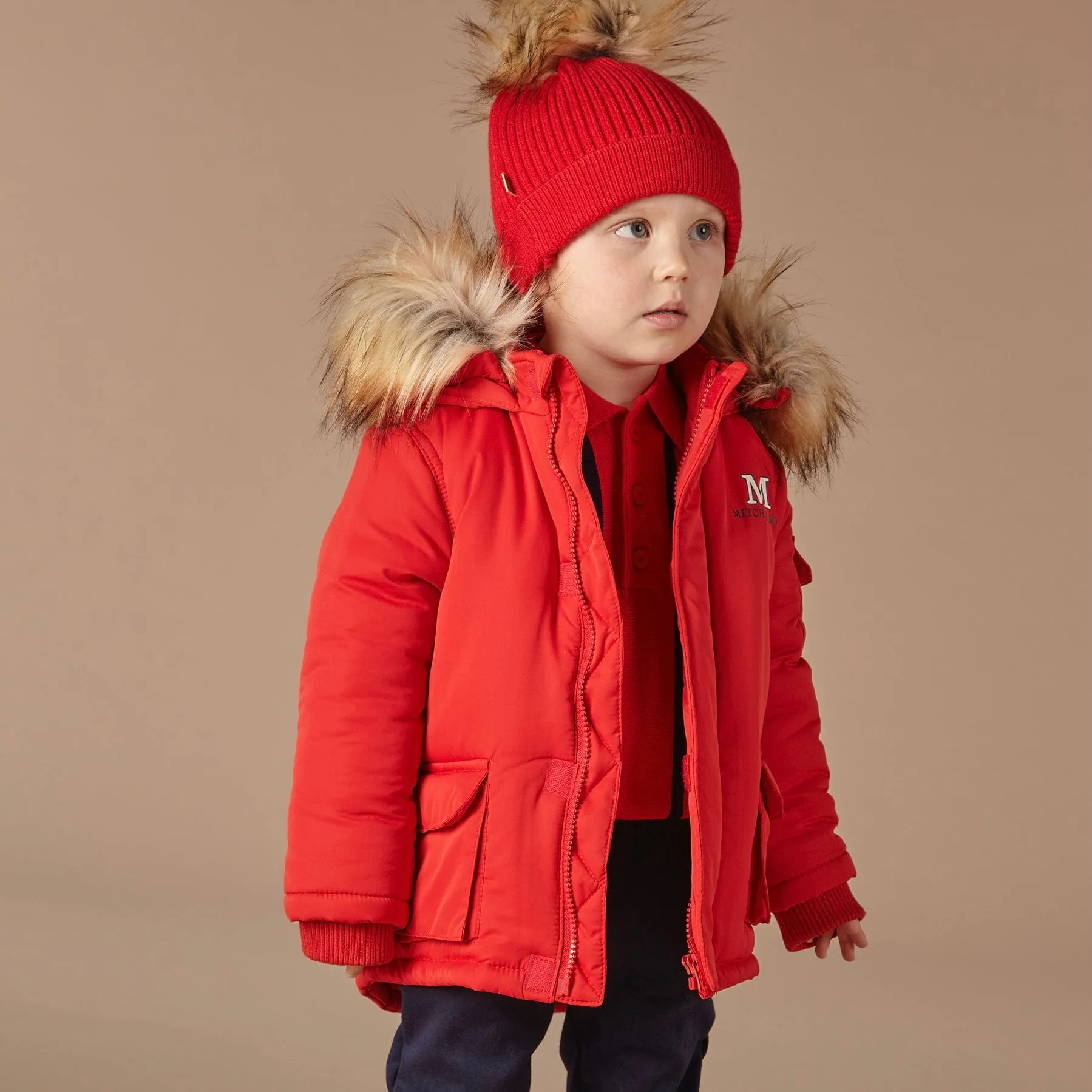 MITCH & SON - Findlay Faux fur Trim Jacket - Red