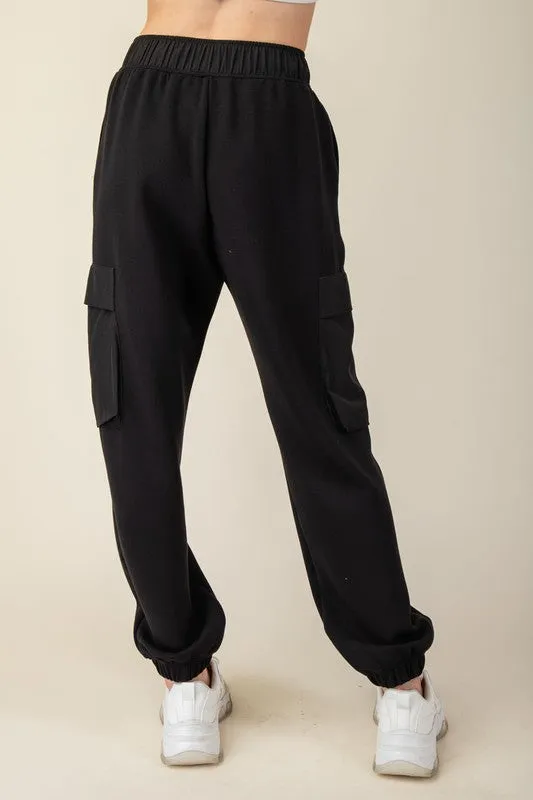 MODAL POLY SPAN SCUBA POCKET JOGGER PANT - BLACK