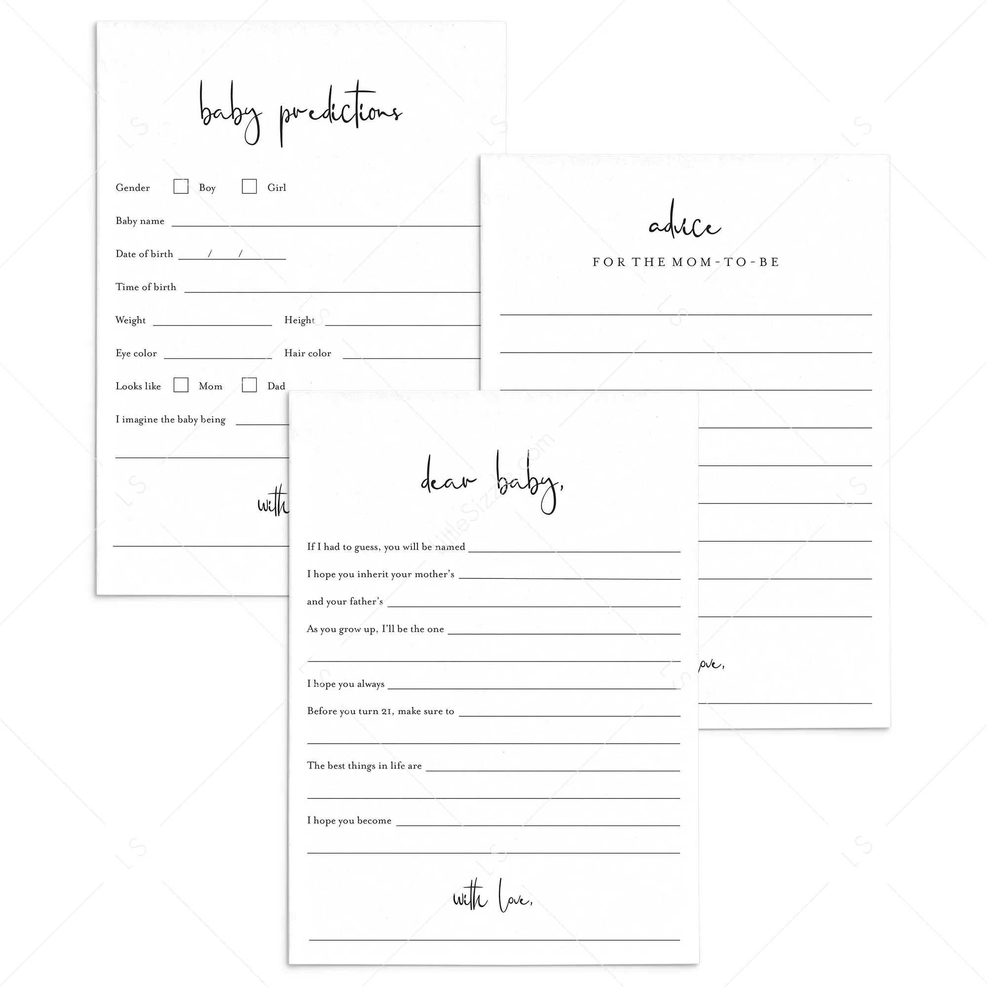 Modern Baby Shower Advice, Wishes and Predictions Cards