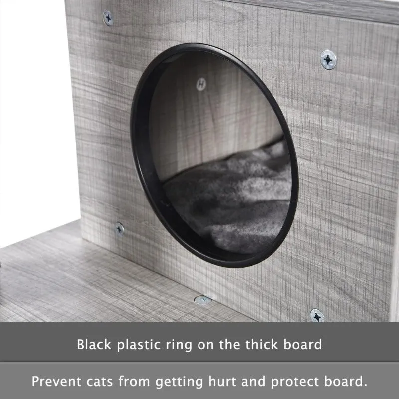 Modern Cat Tree Tower 2 Condo House Scratching Posts 55" Removable Soft Perches