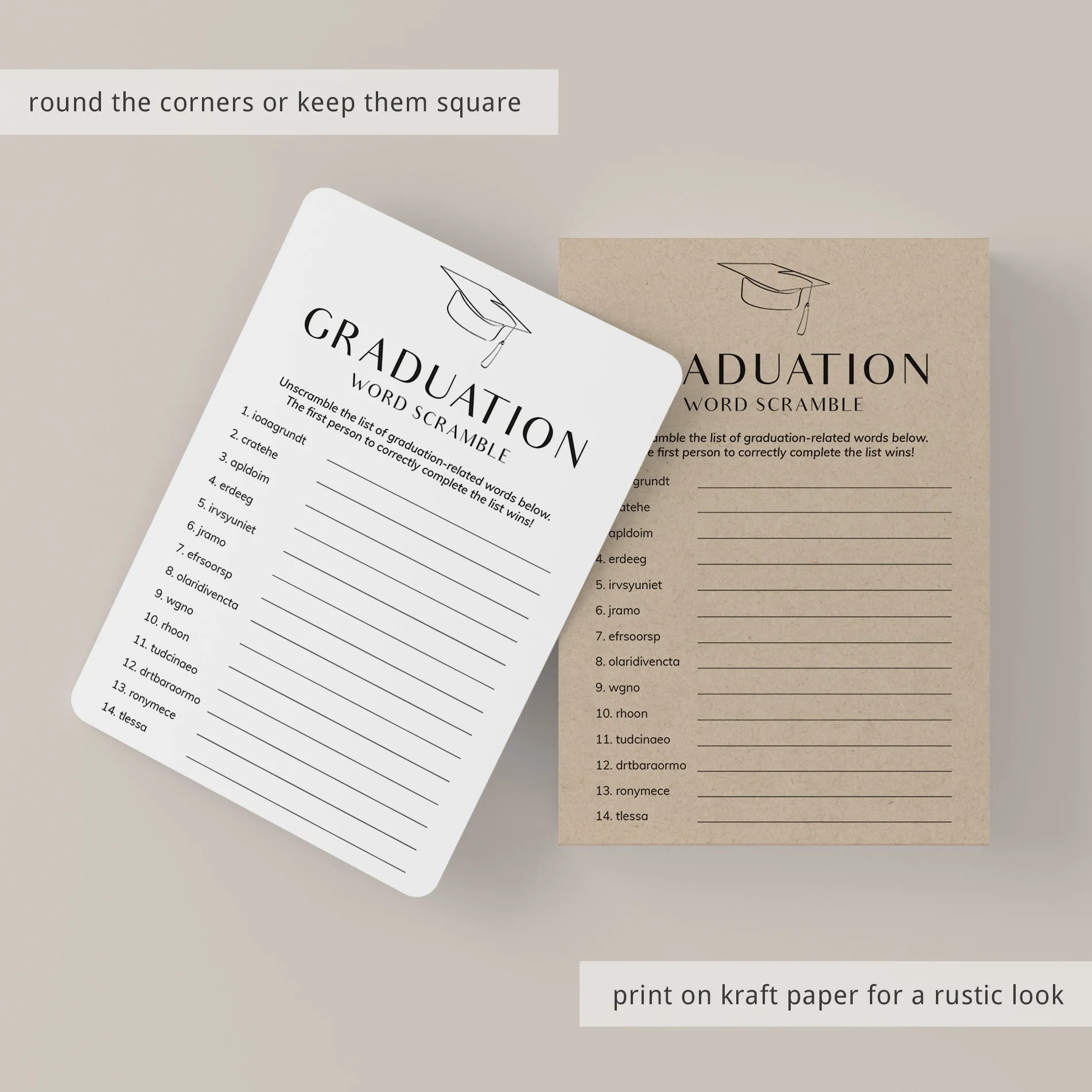 Modern Minimal Graduation Party Games Bundle