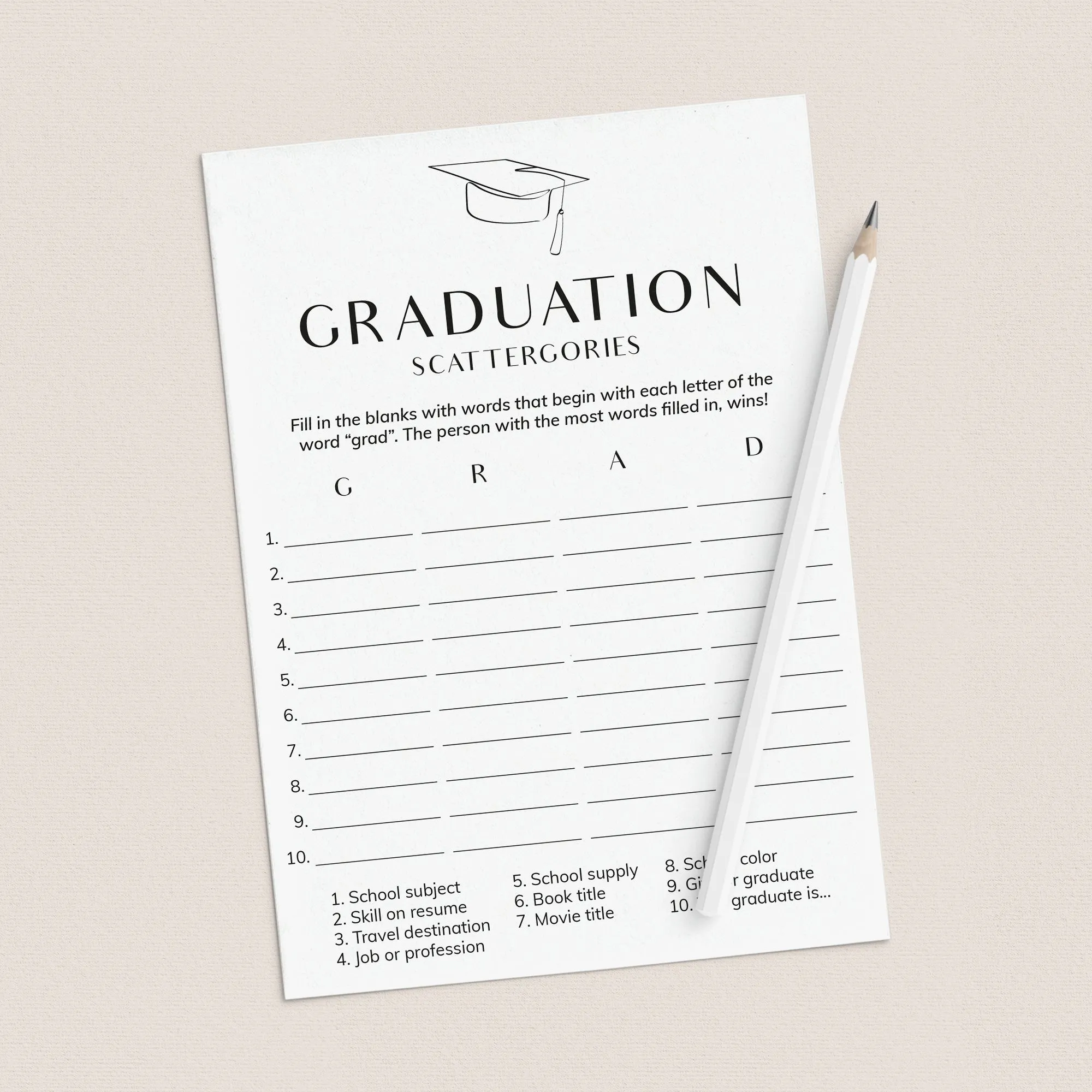 Modern Minimal Graduation Party Games Bundle