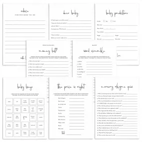 Modern Minimalist Baby Shower Games Bundle Printable