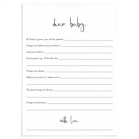 Modern Minimalist Baby Shower Wishes Card Printable