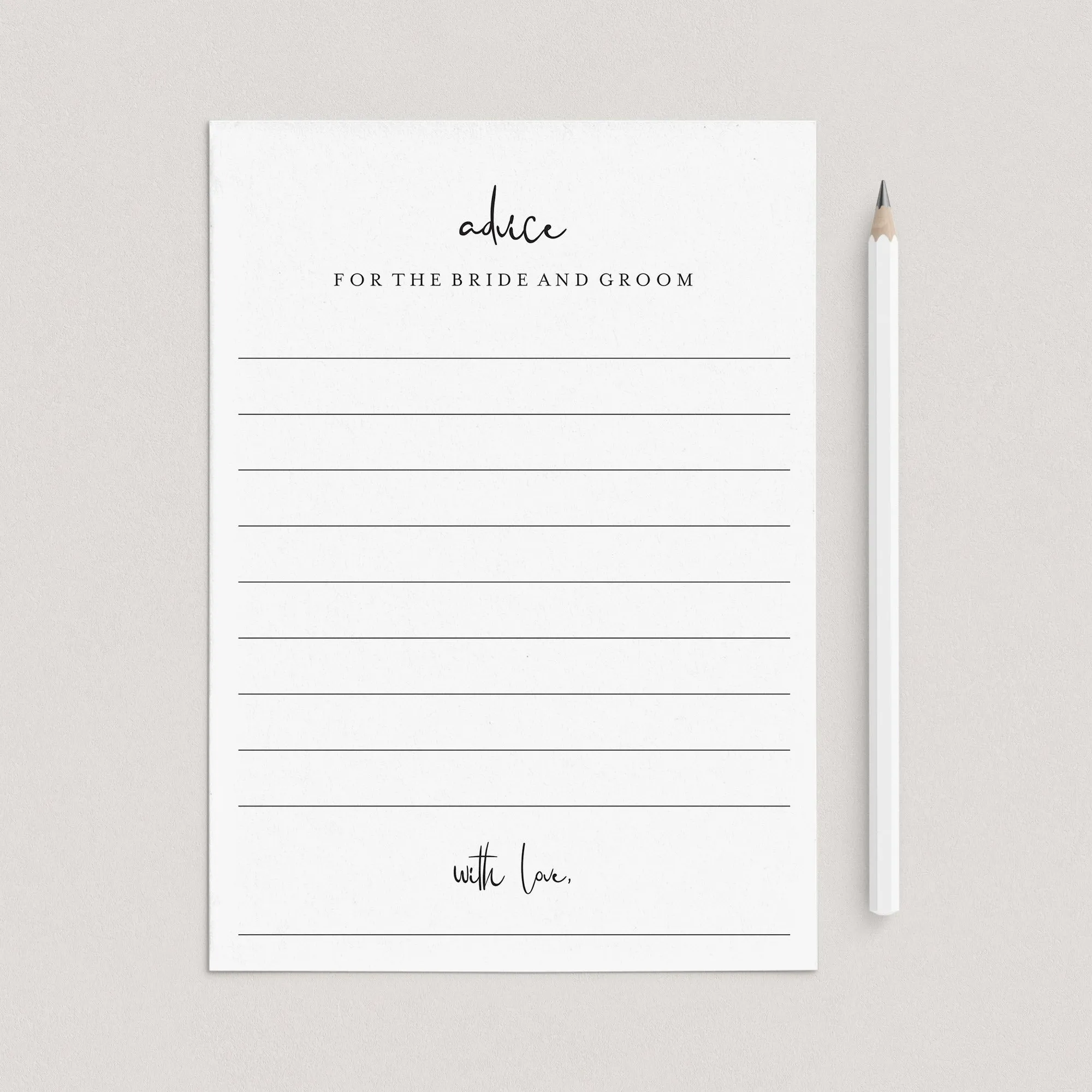 Modern Wedding Advice Cards Printable