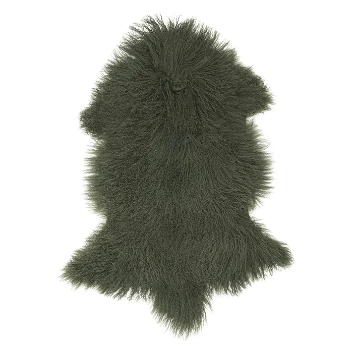 Mongolian | Sheepskin Throw | Olive