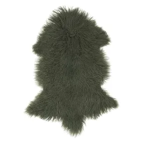 Mongolian | Sheepskin Throw | Olive